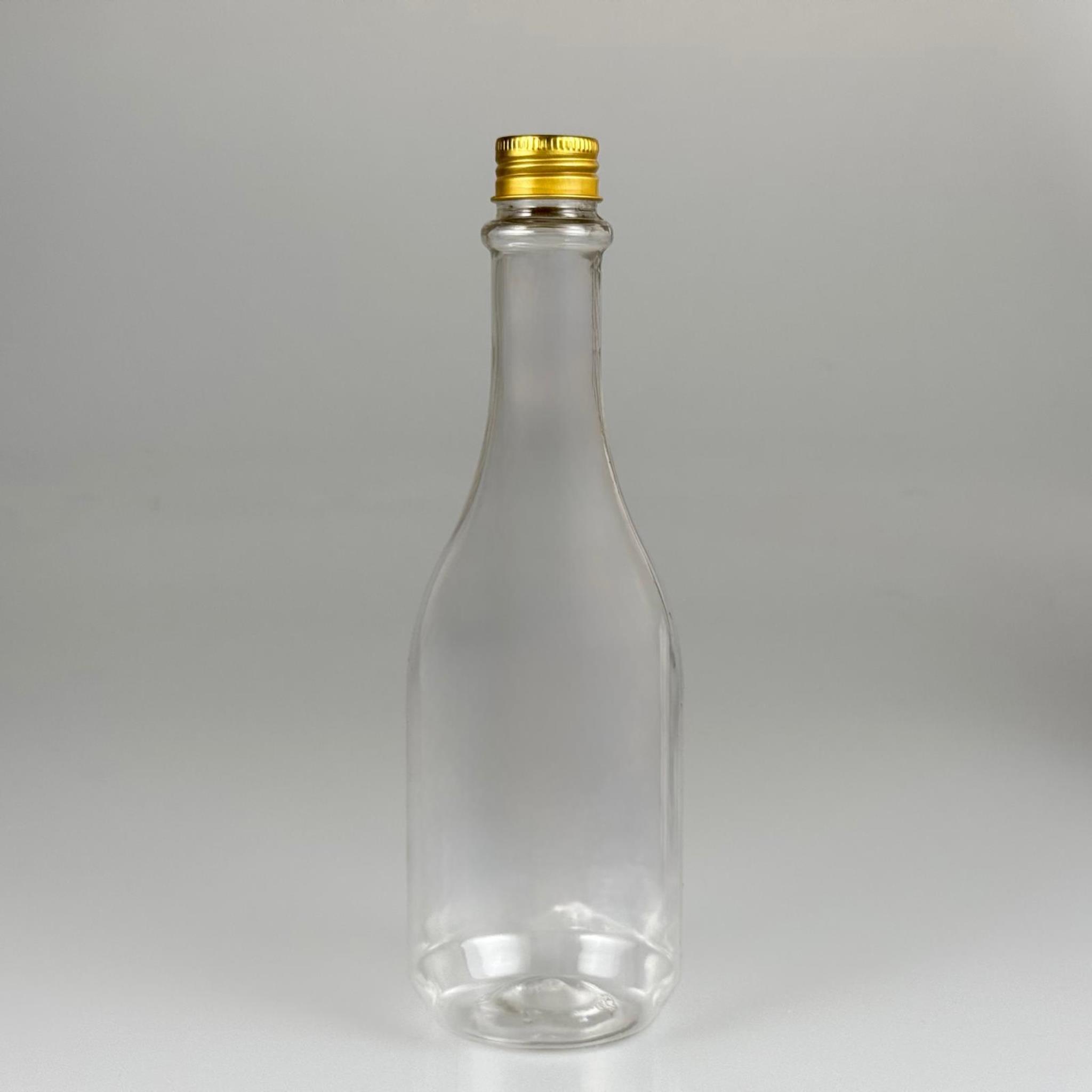 400 CC ŞEFFAF ELİT MODEL PET ŞİŞE (24 AĞIZ) + KÖPÜK CONTALI GOLD METAL ALÜMİNYUM KAPAK - 400 ML PALSTİK ŞİŞE