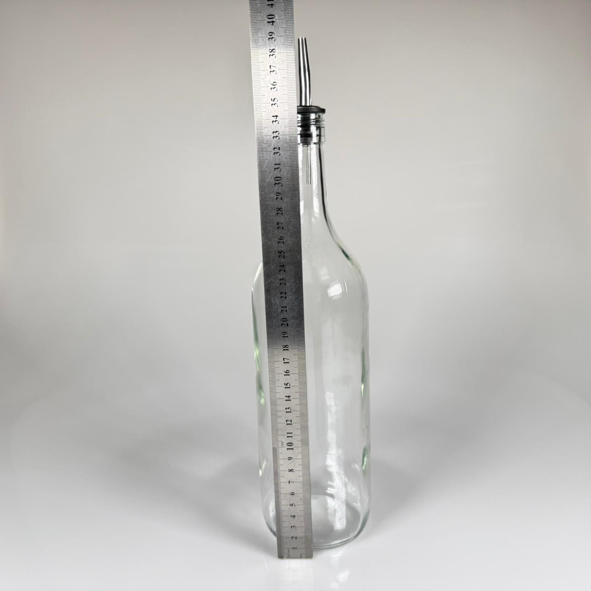 1500 CC ŞEFFAF CAM ŞİŞE - ÇELİK YAĞDANLIK TIPALI AKITICILI - 1,5 LİTRE YEŞİL CAM ŞİŞE - 1500 ML YAĞLIK SİRKELİK ŞİŞESİ