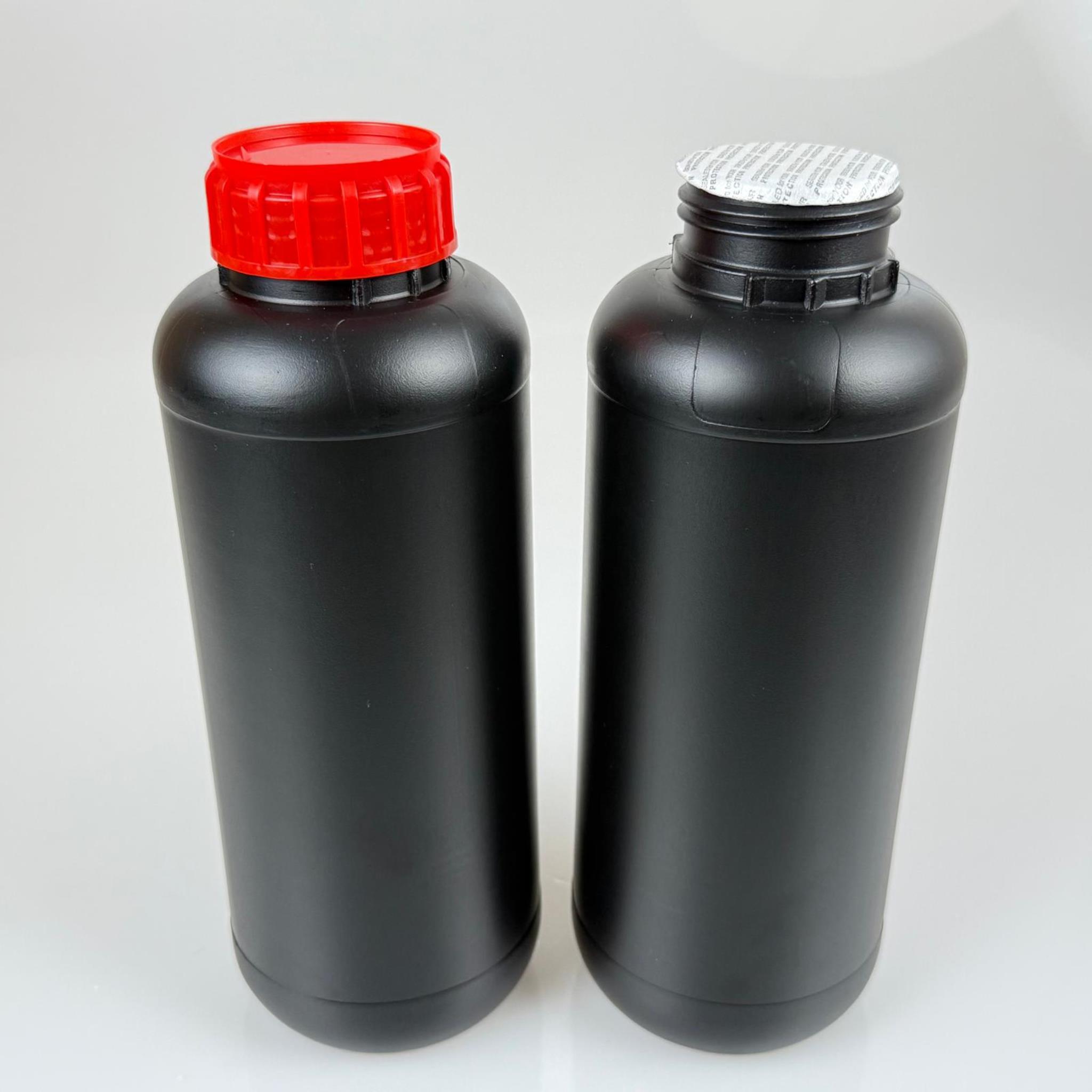 1 LT ZİRAİ İLAÇ BİDONU SİYAH + KIRMIZI ALÜMİNYUM FOLYOLU İNDİKSİYON CONTA SK50 KAPAK + KENDİNDEN YAPIŞKANLI KÖPÜK CONTALI - 1000 CC PE POLİETİLEN TARIM BİDON