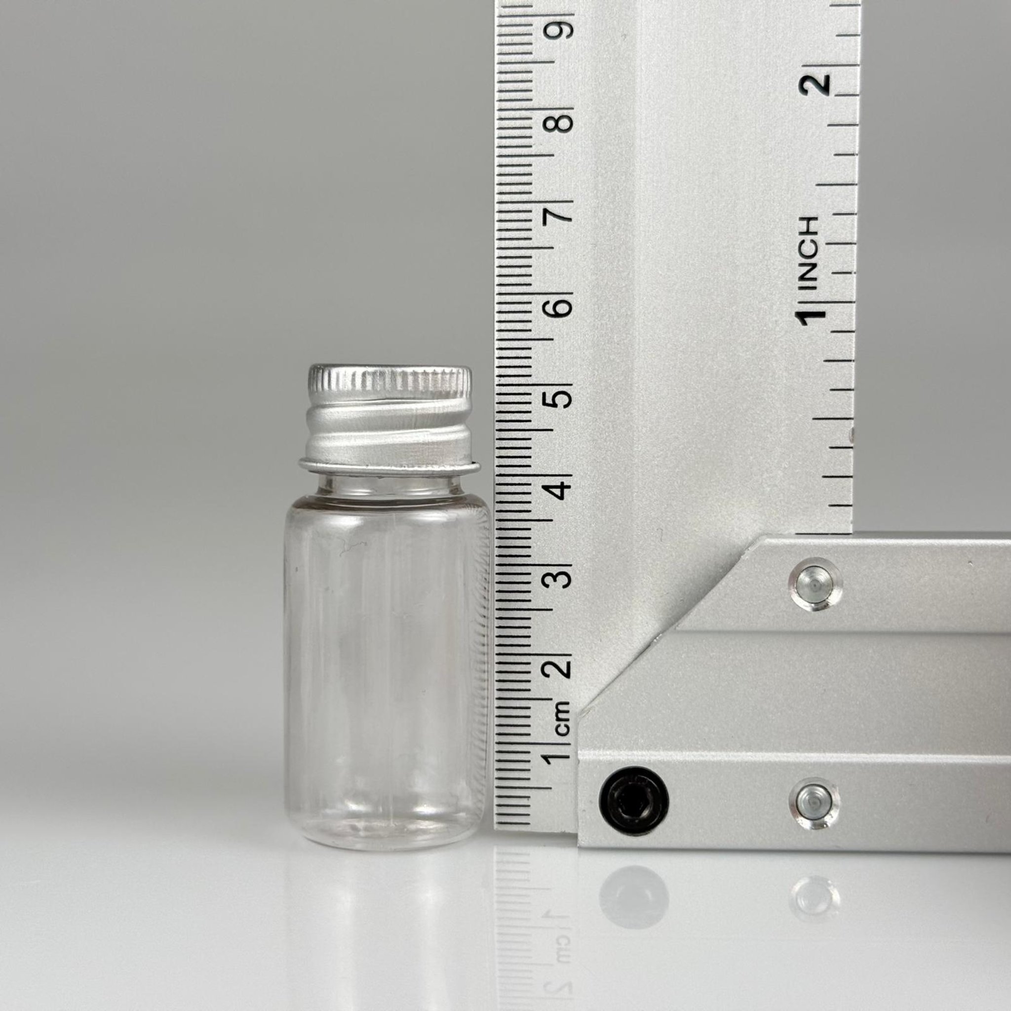 10 CC ŞEFFAF PET SHOT ŞİŞE - KÖPÜK CONTALI GÜMÜŞ ALÜMİNYUM METAL KAPAKLI TAKIM - 10 ML PLASTİK ŞİŞE
