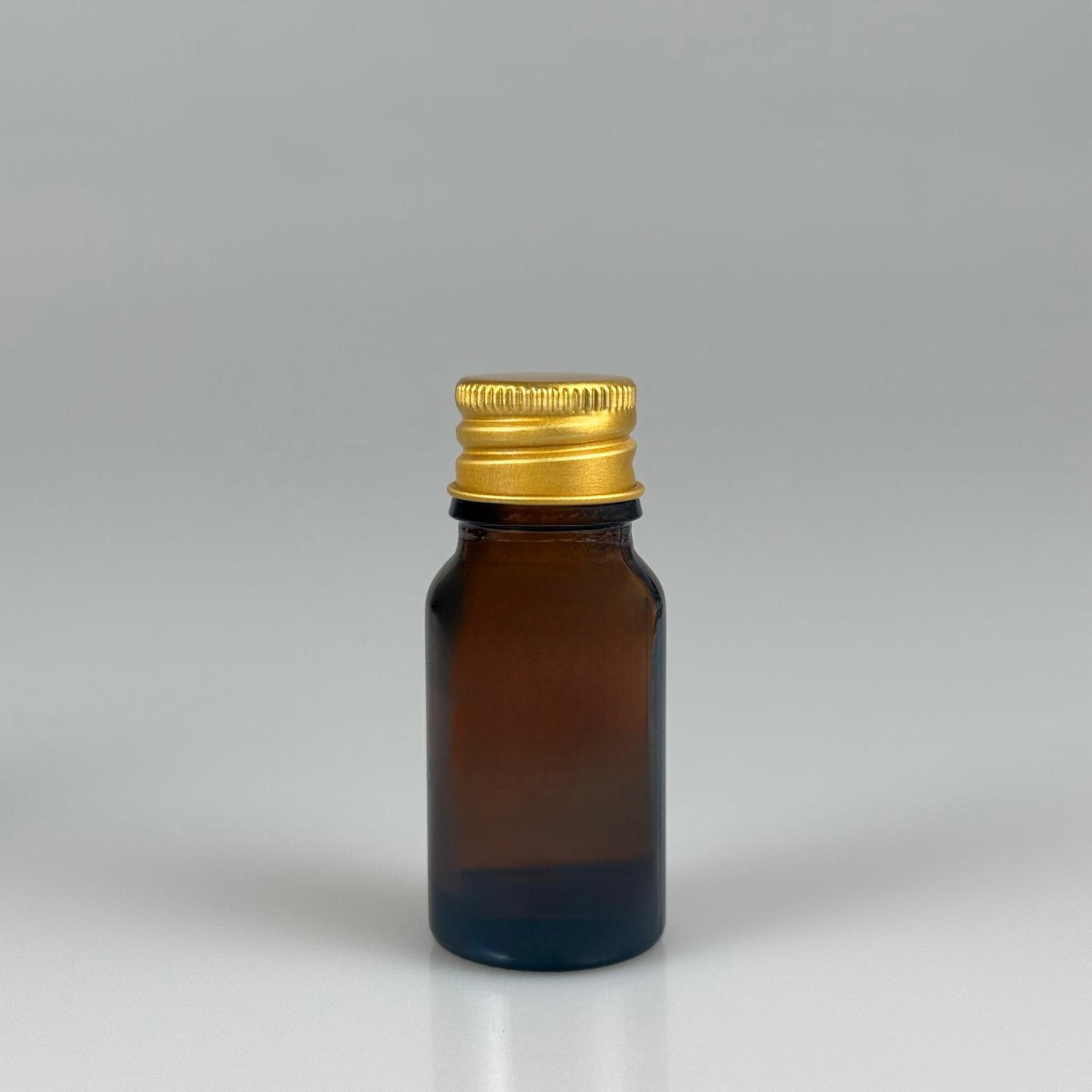 10 CC AMBER CAM ŞİŞE + KÖPÜK CONTALI GOLD ALÜMİNYUM METAL KAPAKLI TAKIM - 10 ML KAHVERENGİ CAM ŞİŞE