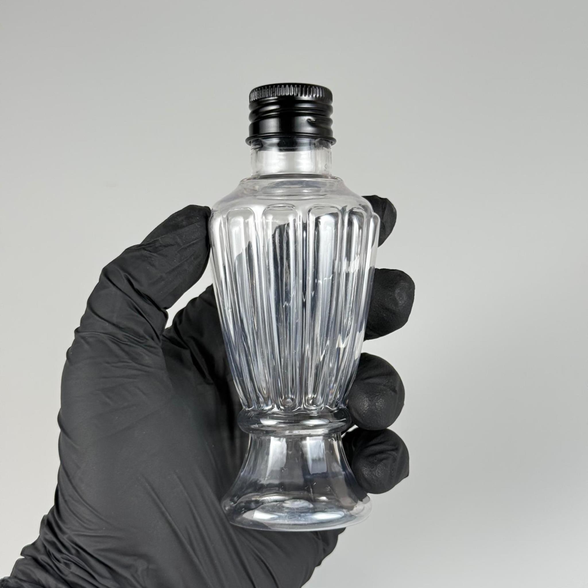 100 CC CAMPET VAZO HÜRREM ŞİŞE (24 AĞIZ) + KÖPÜK CONTALI SİYAH METAL ALÜMİNYUM KAPAKLI TAKIM - 100 ML KAPAKLI PLASTİK ŞİŞELER