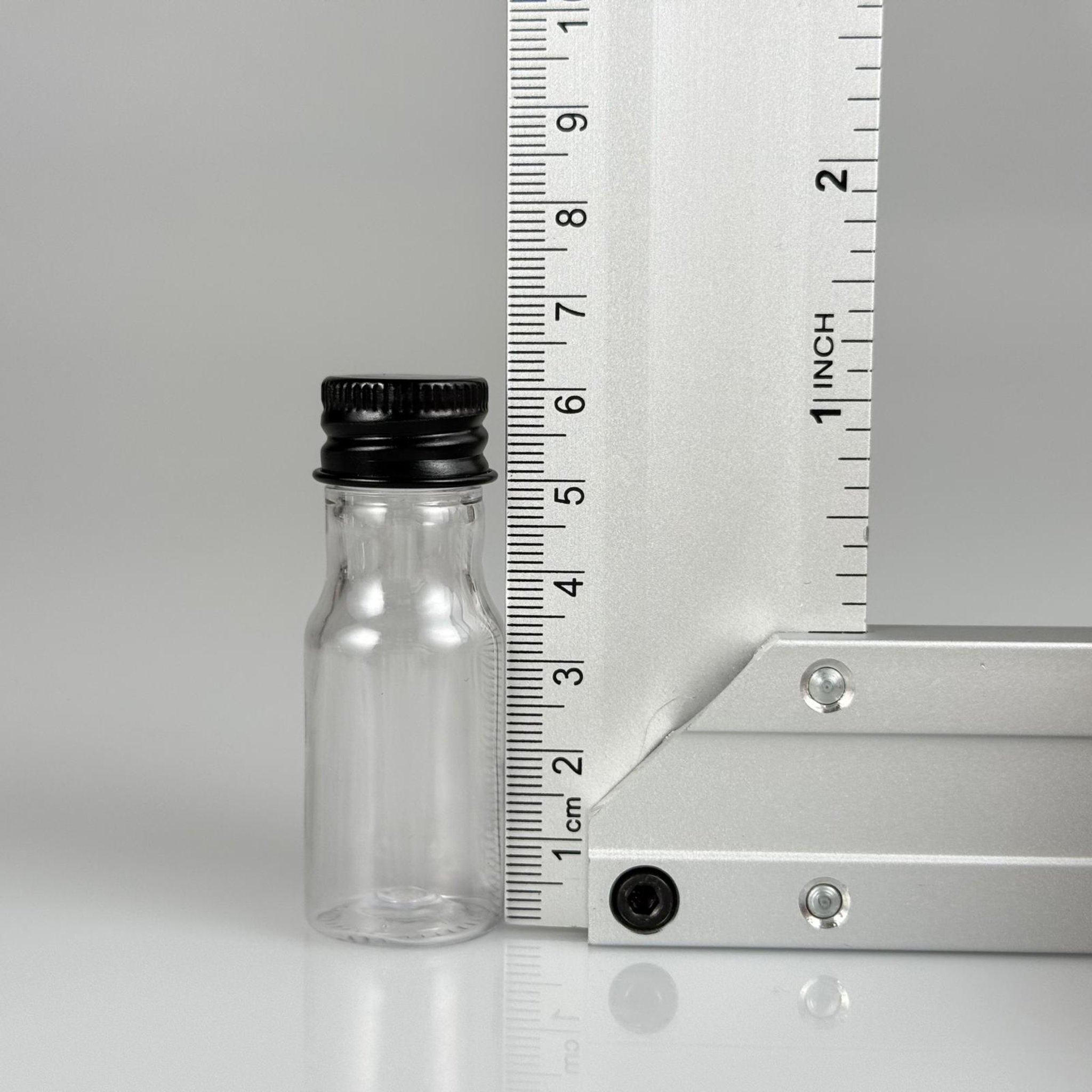 10 CC ŞEFFAF PET ŞİŞE + KÖPÜK CONTALI SİYAH ALÜMİNYUM METAL KAPAKLI TAKIM - 10 ML PLASTİK ŞİŞE (SİLME 15 CC)