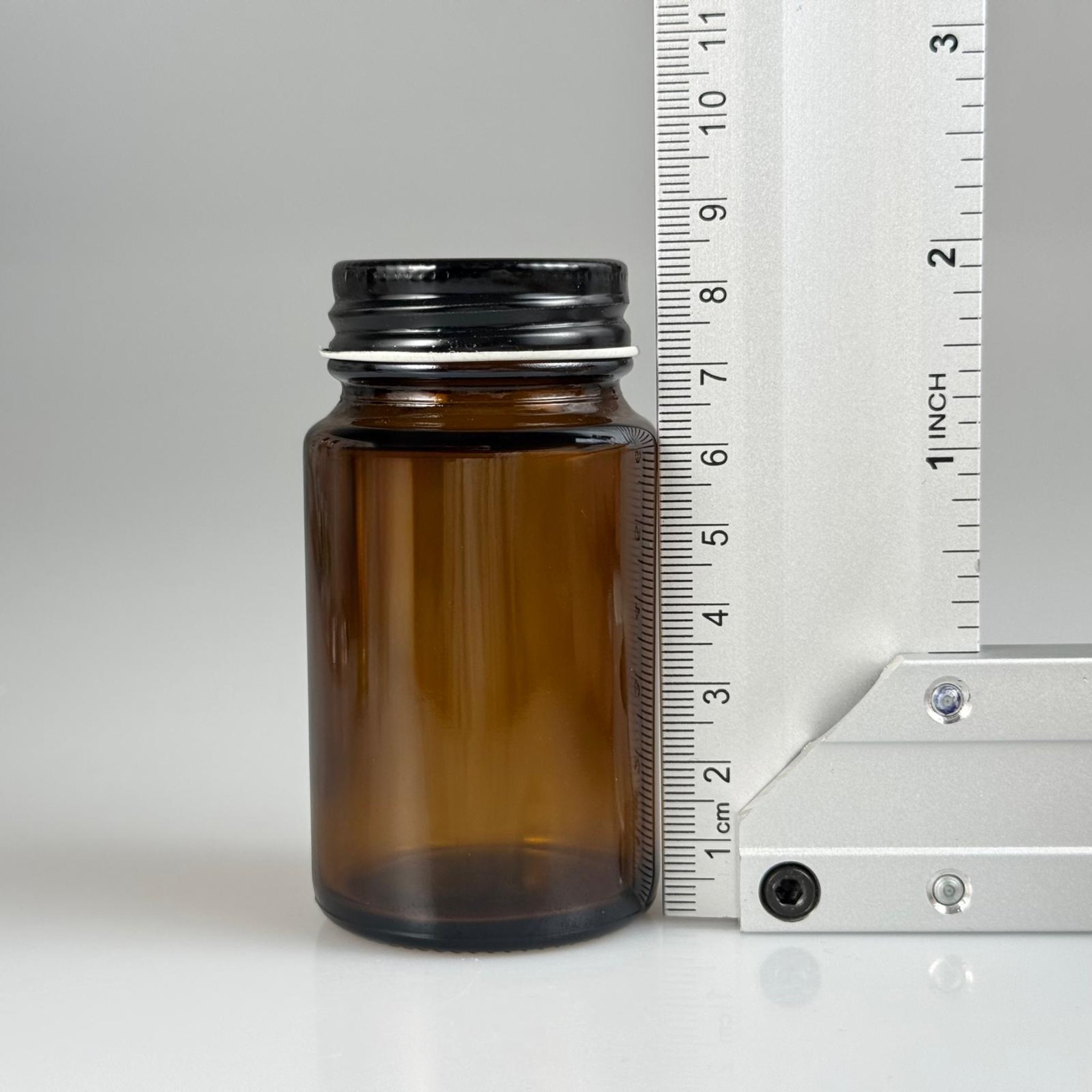 75 CC AMBER CAM TABLET ŞİŞESİ + KÖPÜK CONTALI SİYAH METAL KAPAKLI TAKIM - 75 ML KAPSÜL ŞİŞESİ - GENİŞ AĞIZLI İLAÇ ŞİŞESİ - TABLET KAVANOZU
