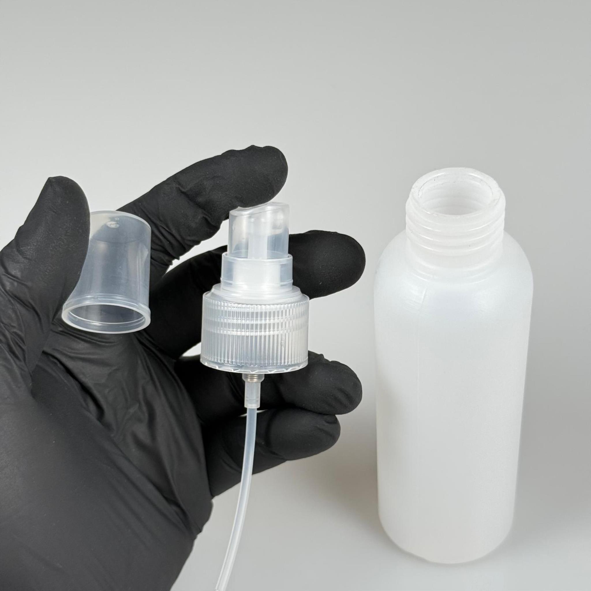 100 CC NATÜREL SERT POLİETİLEN ŞİŞE + ŞEFAFF SPREYLİ -  24 MM  - 100 ML SERT POLİETİLEN ŞİŞE