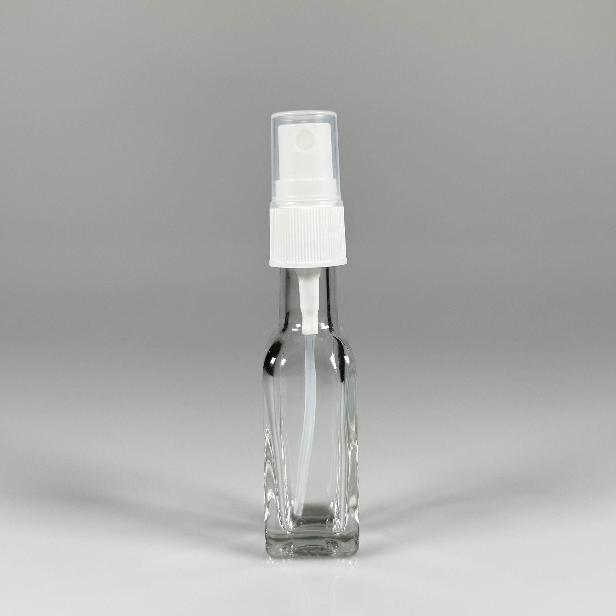 20 CC MARASKA KÖŞELİ SPREYLİ CAM ŞİŞE  - 20 ml kare cam şişe beyaz fısfıslı