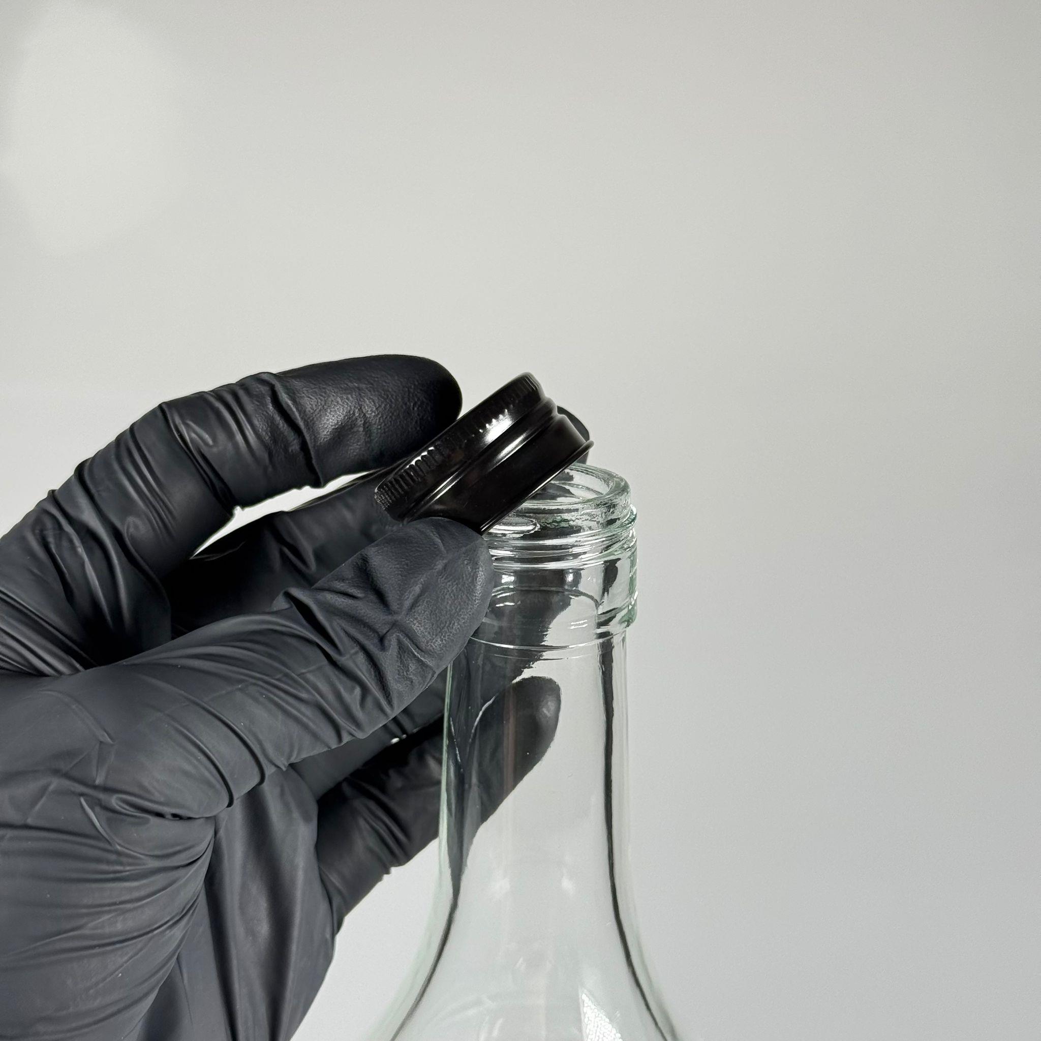 1500 CC ŞEFFAF CAM ŞİŞE - SİYAH METAL ALÜMİNYUM KAPAKLI - 1500 ML YAĞ ŞİŞESİ - SİRKE ŞİŞESİ - 1,5 LİTRE CAM ŞİŞE