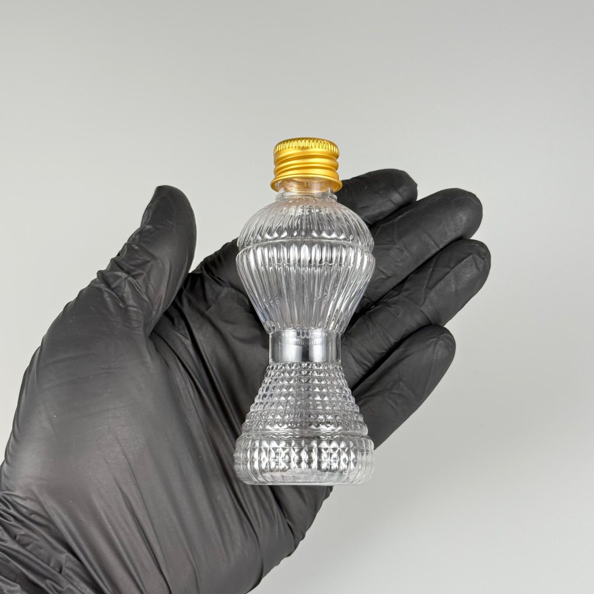 50 CC MİNİ PIRLANTA ŞİŞE + KÖPÜK CONTALI GOLD ALÜMİNYUM METAL KAPAKLI TAKIM - 50 ML PLASTİK CAMPET ŞİŞE