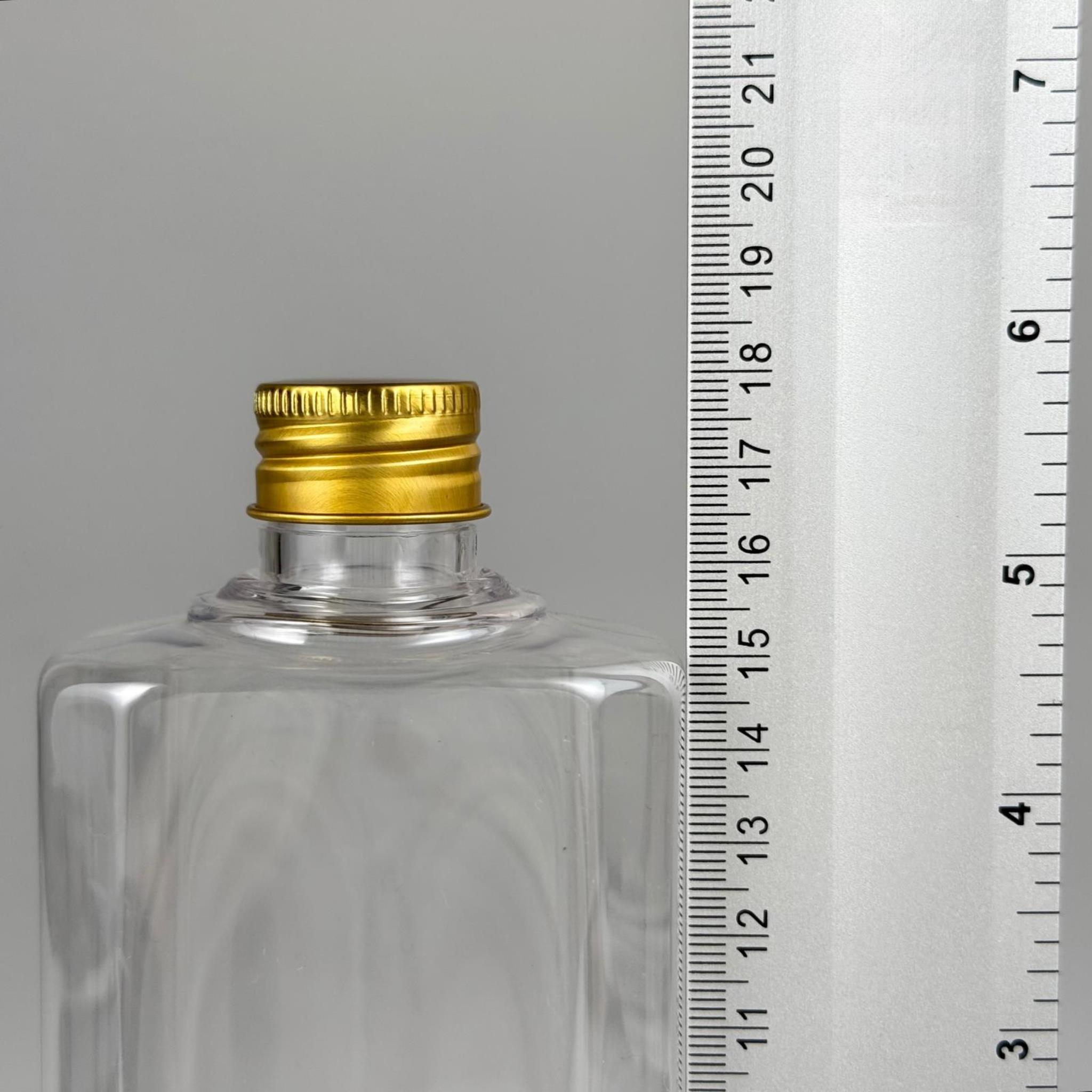 400 CC YASSI MODEL ŞEFFAF PET ŞİŞE (24 AĞIZ) + KÖPÜK CONTALI GOLD METAL ALÜMİNYUM KAPAKLI + KOLONYA TIPALI TAKIM - 400 ML KAPAKLI PLASTİK ŞİŞELER