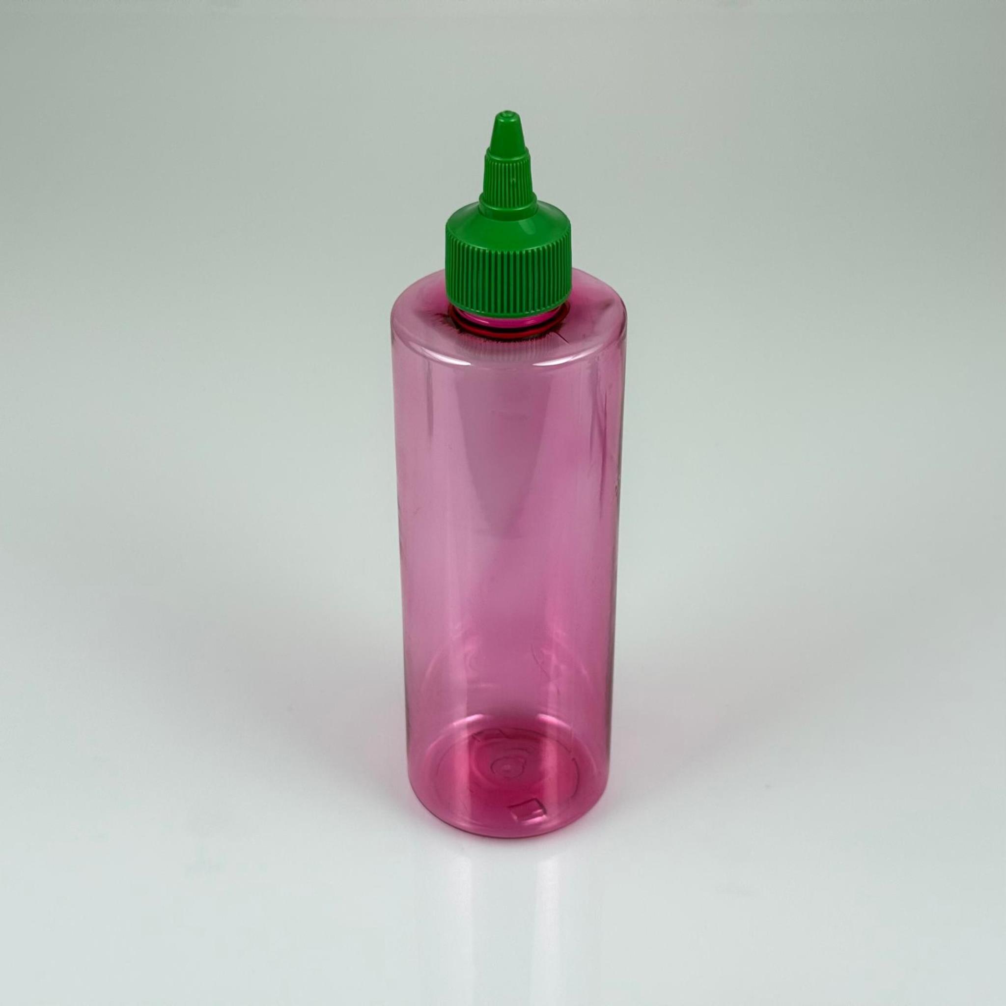 ZEYTİNYAĞI, SOS, ACI SOS, SİRKE, SRIRACHA VB BOŞ ŞİŞELERİ - YEŞİL SİVRİ TWİST AKITICI KAPAK + 400 ML PEMBE PET PLASTİK ŞİŞE TAKIM