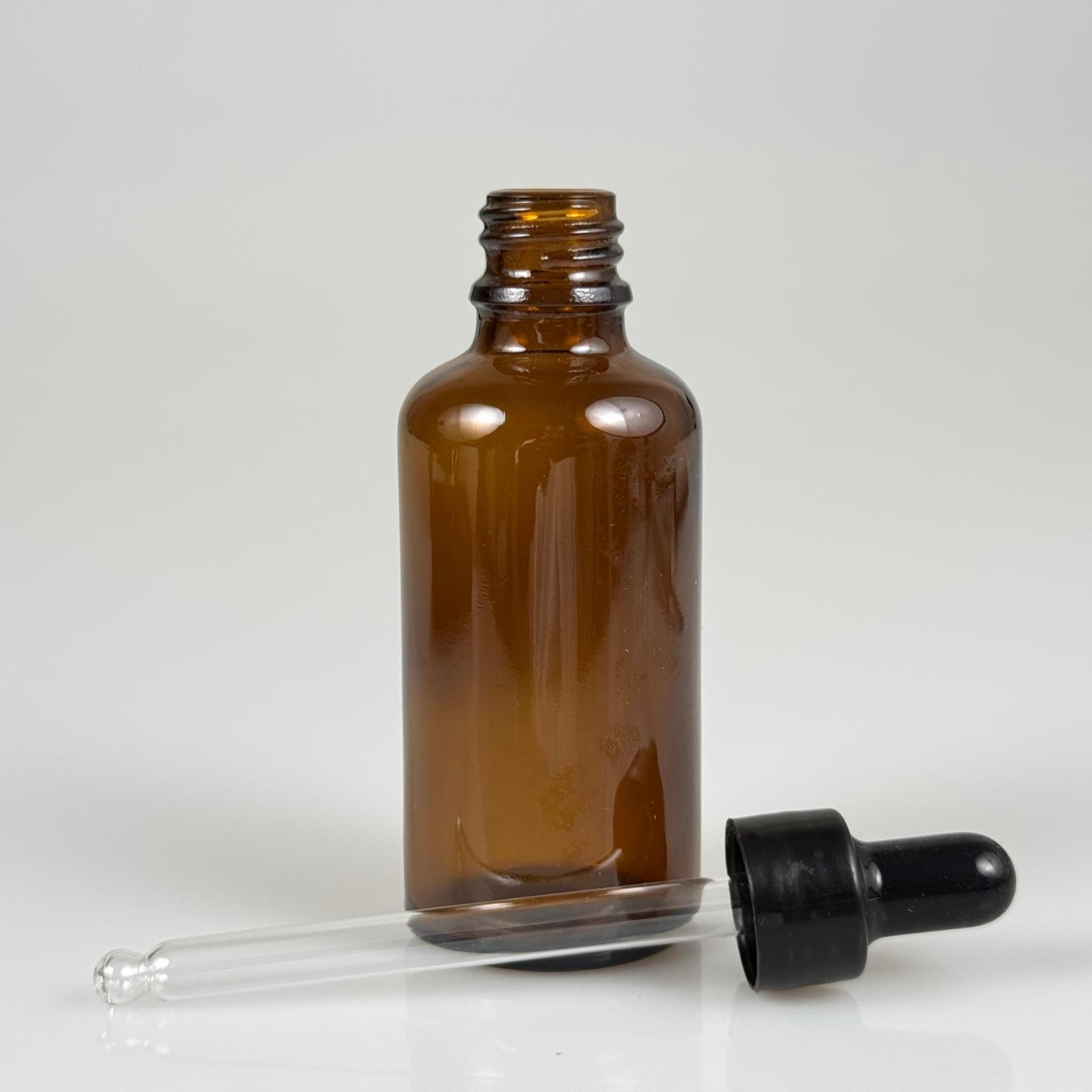 50 CC AMBER CAM DAMLALIKLI ŞİŞE - SİYAH EMZİK + SİYAH DÜZ KAPAK + CAM PİPET TAKIM - 50 ML KAHVERENGİ DAMLALIKLI ŞİŞE SETİ
