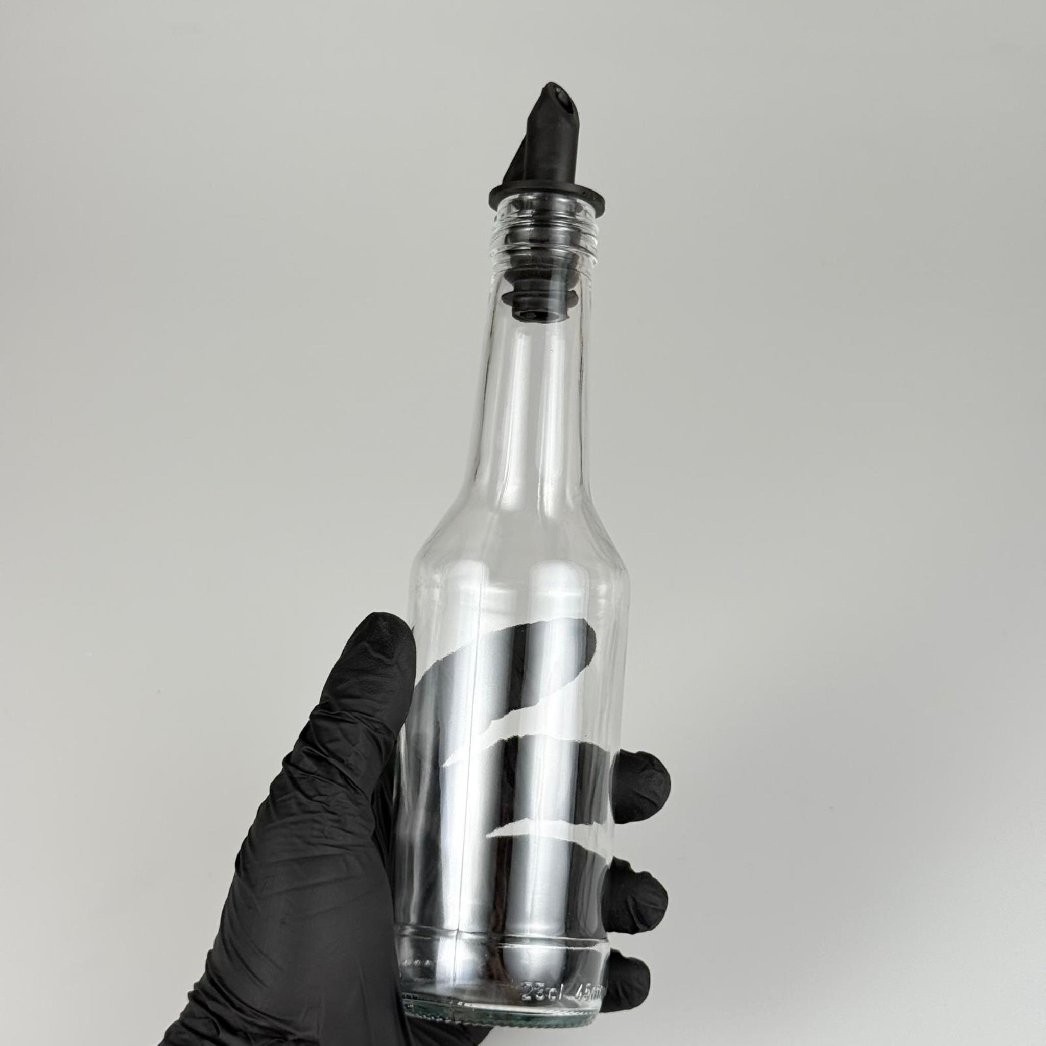 250 CC BOĞAZLI YAĞDANLIK ŞİŞESİ - 250 ML CAM YAĞLIK SİRKELİK ŞİŞE - SİYAH AKITICILI