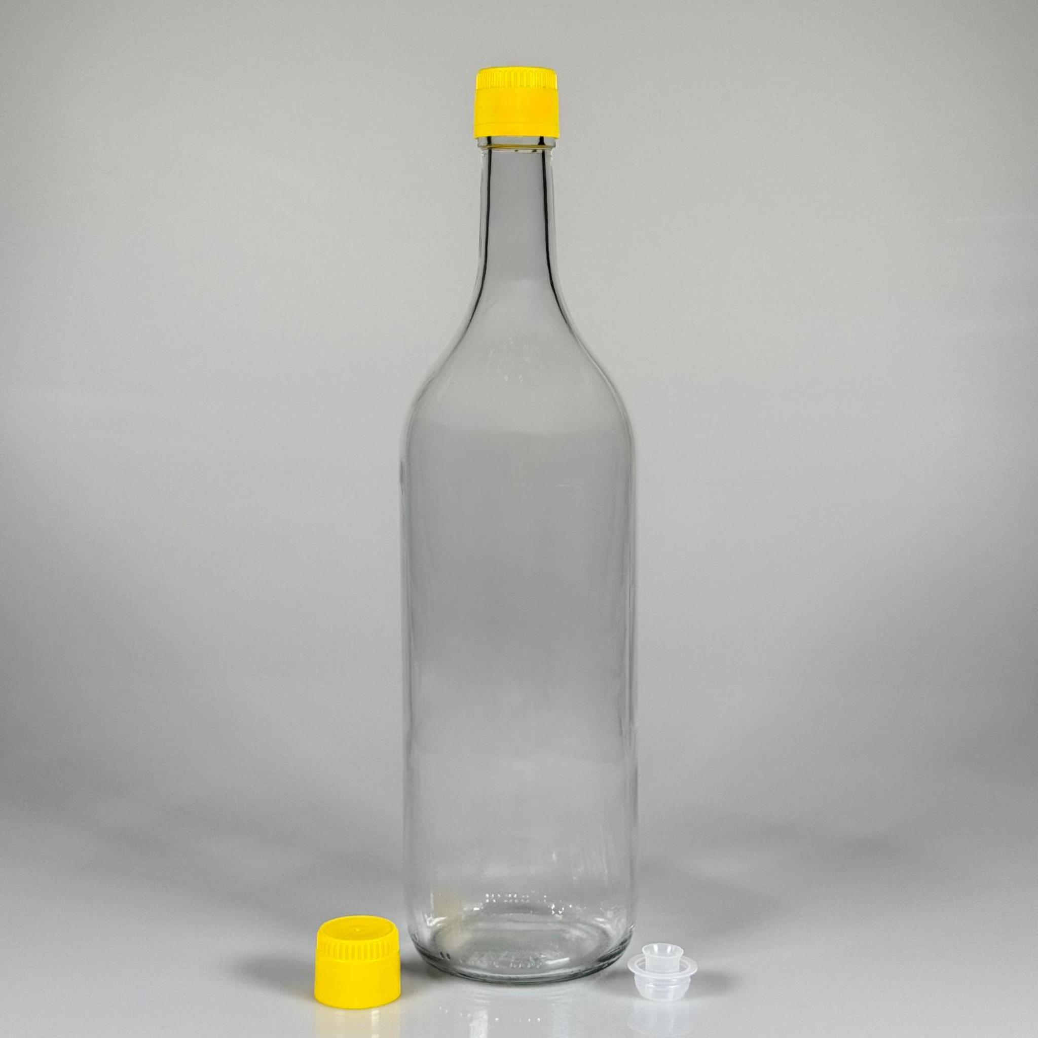 1500 CC ŞEFFAF CAM ŞİŞE - SARI AKITICILI DROP - STOP KAPAKLI - 1,5 LİTRE YAĞ ŞİŞESİ - SİRKE ŞİŞESİ - ZEYTİNYAĞ İÇİN BOŞ CAM ŞİŞE