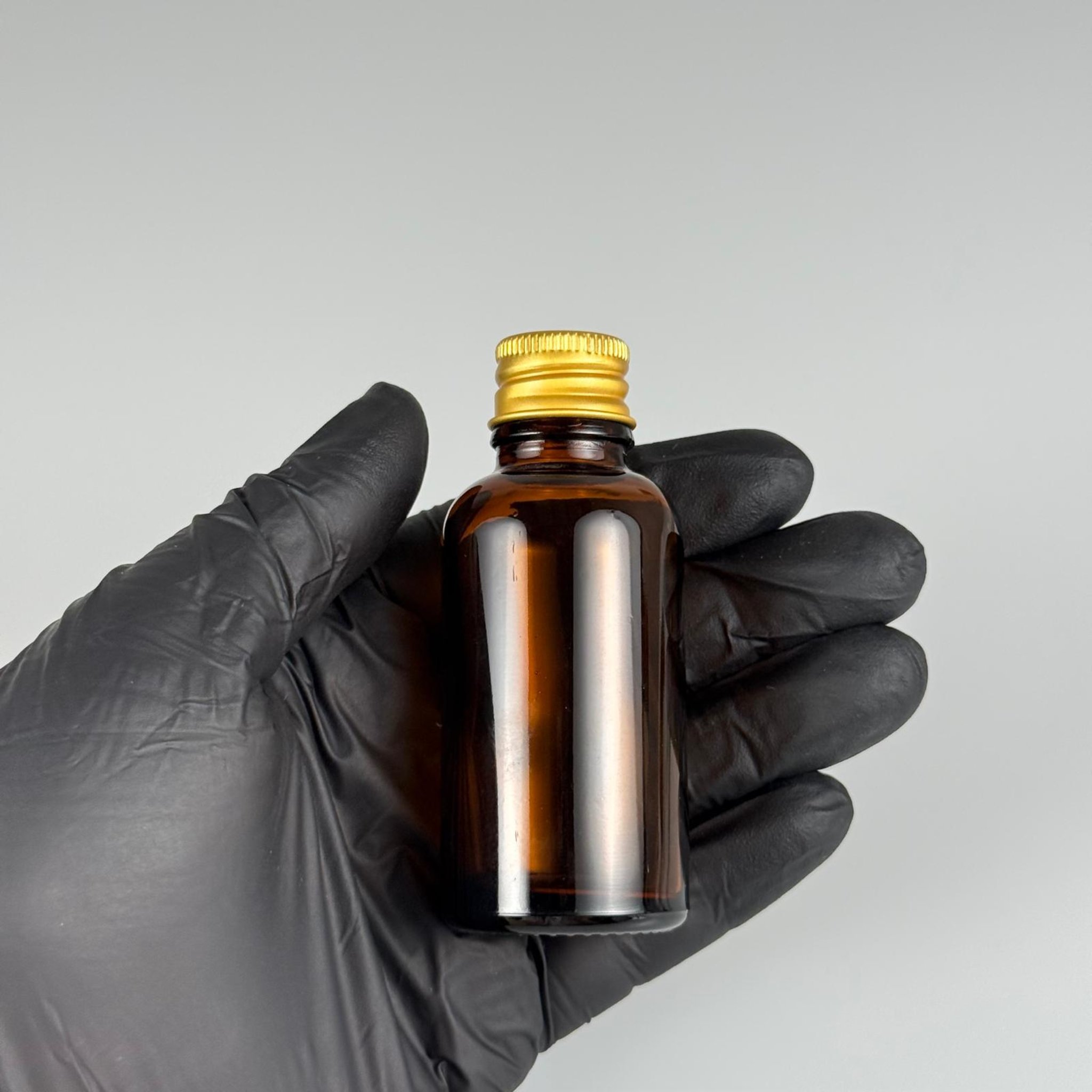 30 CC AMBER CAM ŞİŞE + KÖPÜK CONTALI GOLD ALÜMİNYUM METAL KAPAKLI TAKIM - 30 ML KAHVERENGİ CAM ŞİŞE