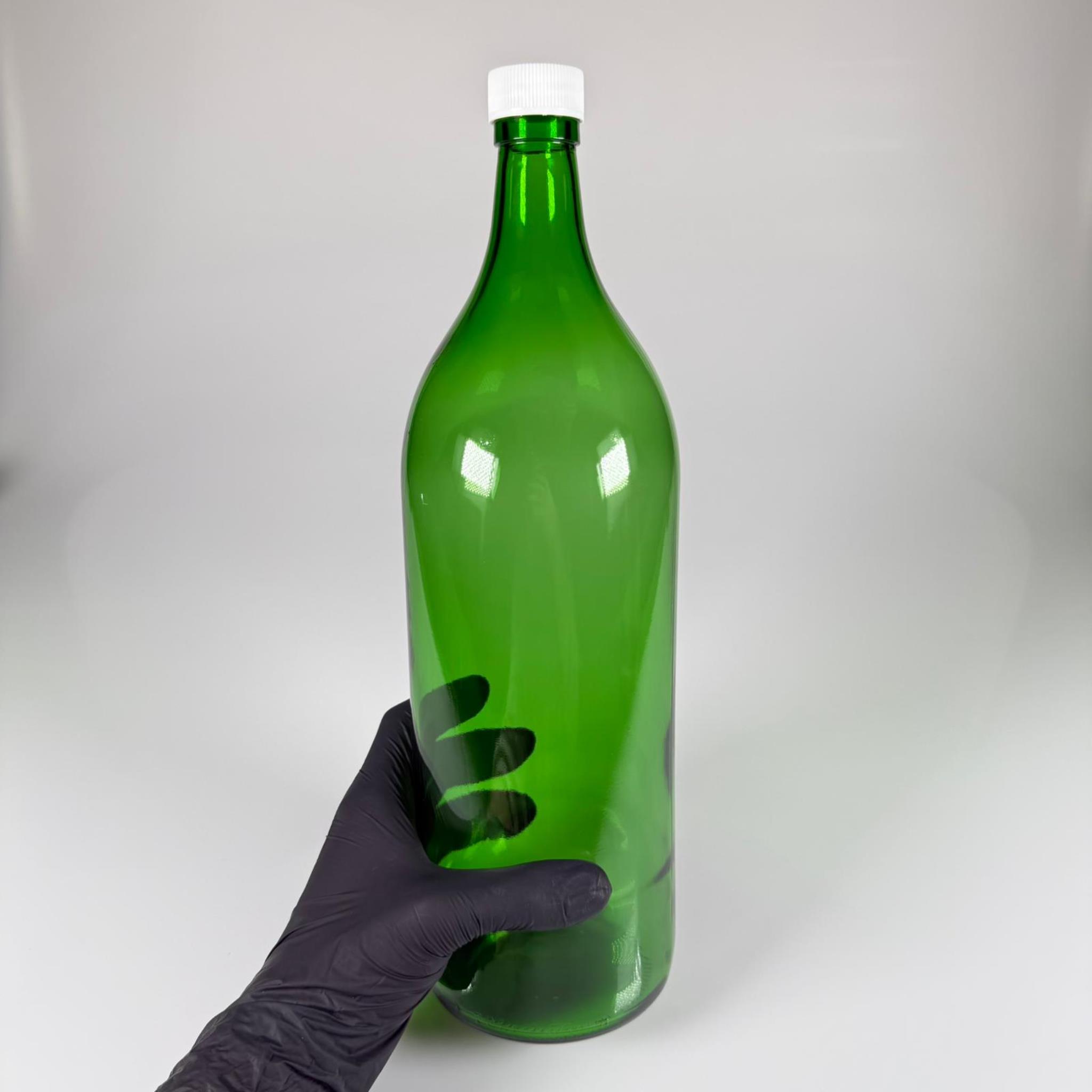 2000 CC YEŞİL CAM ŞİŞE - BEYAZ PLASTİK KAPAKLI - 2 LİTRE YEŞİL CAM ŞİŞE