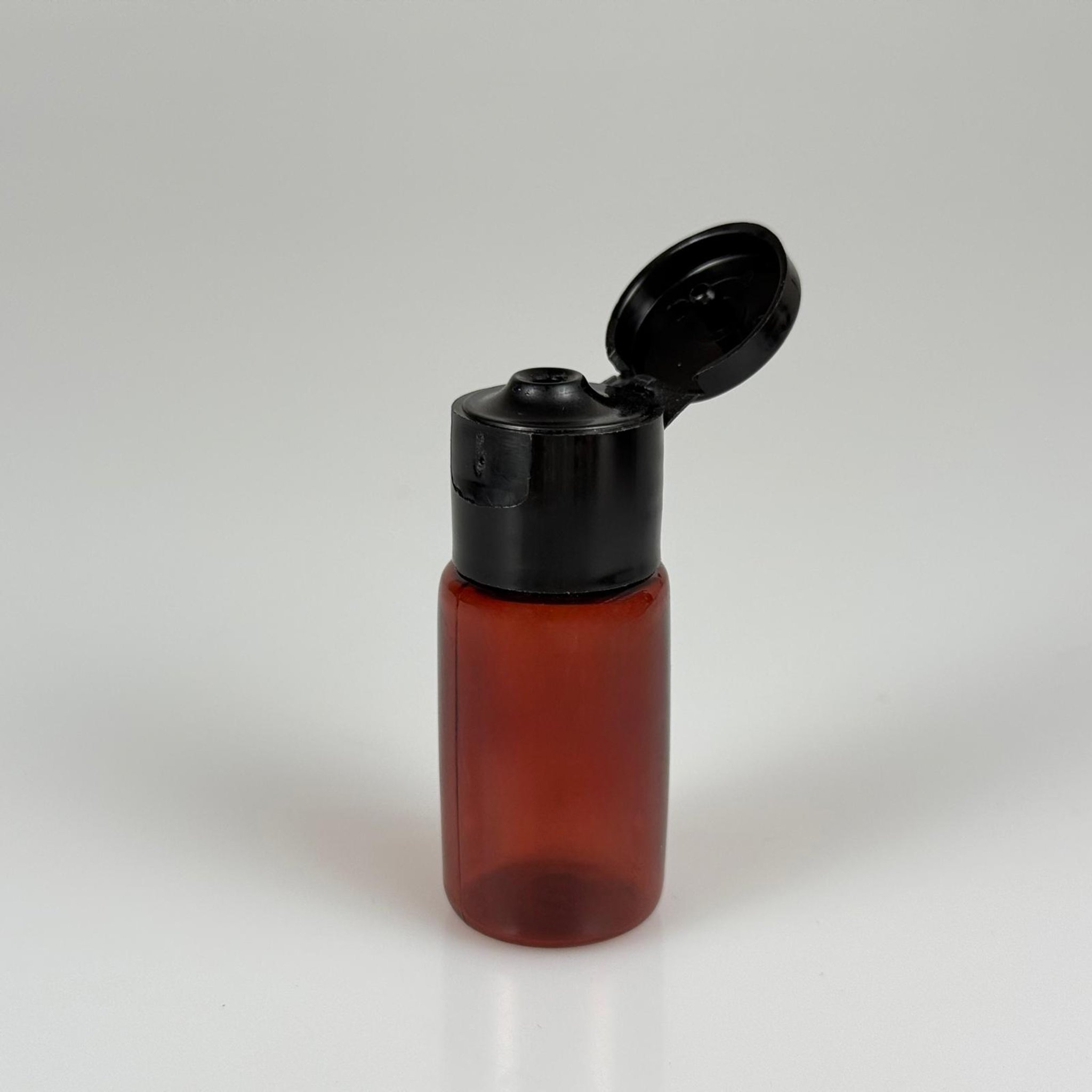 10 ML AÇILIR KAPAKLI AMBER KAHVERENGİ PET ŞİŞE - 10 CC ŞEFFAF ŞİŞE + SİYAH FLİPTOP KAPAKLI TAKIM