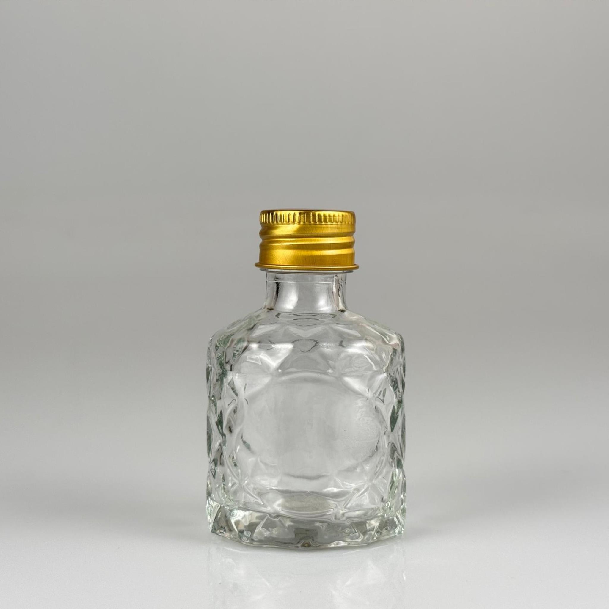 50 CC VELORA CAM ŞİŞE + KÖPÜK CONTALI GOLD METAL ALÜMİNYUM KAPAKLI - 50 ML LÜX CAM ŞİŞE