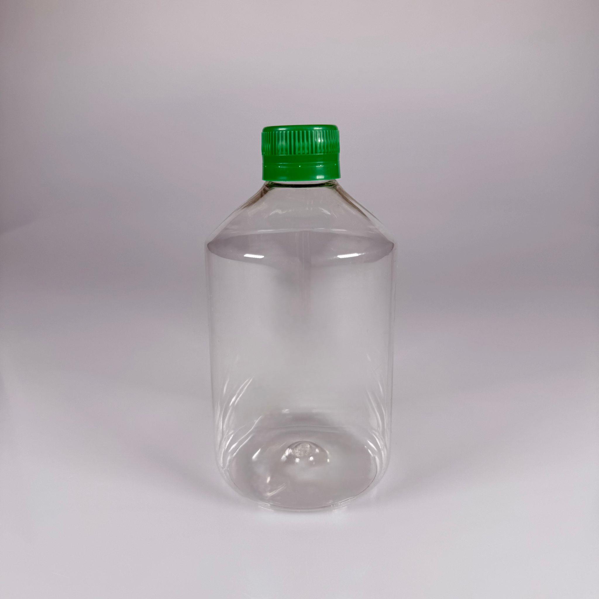 500 CC KÜT BOYUNLU ŞEFFAF PET ŞİŞE  - YEŞİL KİLİTLİ KAPAKLI - 500 ML KALIN PET ŞİŞE