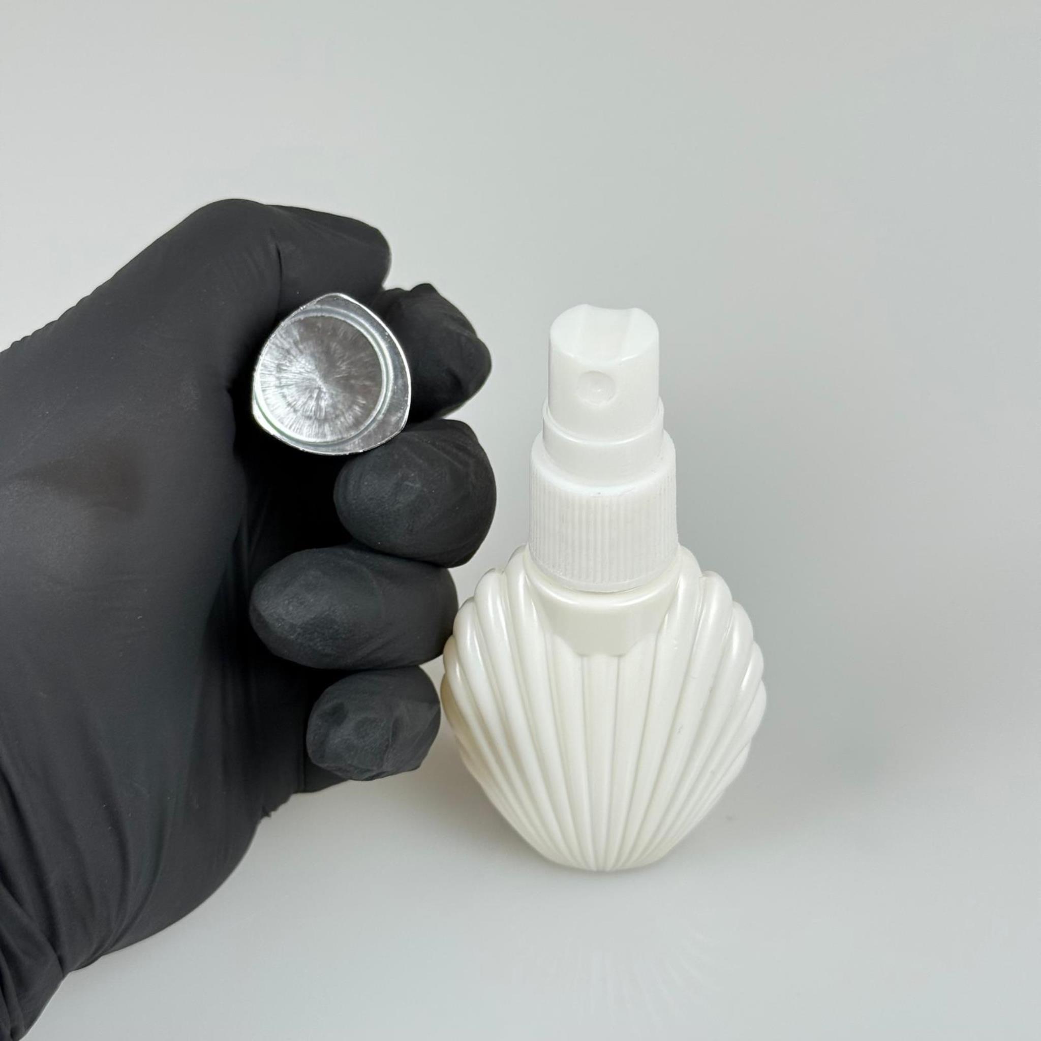 40 ML PET KOLONYA, PARFÜM VB ŞİŞELERİ - METAL ALÜMİNYUM GÜMÜŞ KAPAK + VİDALI SPREY + 40 CC İSTİRİDYE BEYAZ ŞİŞE SET TAKIM