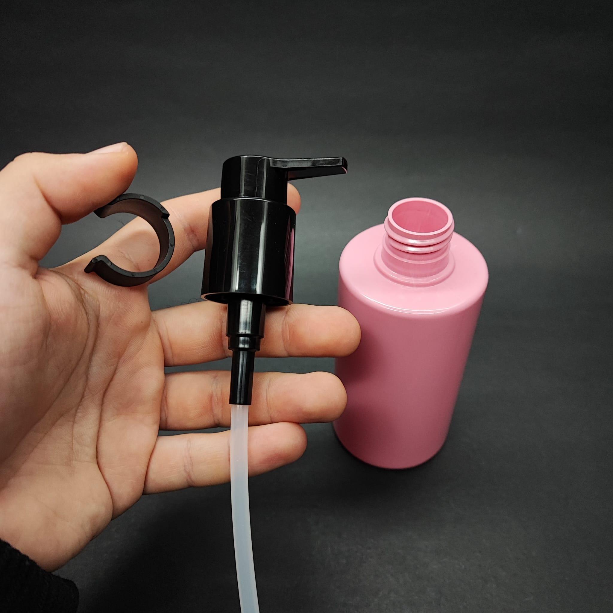 200 CC KÜT BOYUNLU SİLİNDİR PET ŞİŞE (24 GR) - SİYAH XAVIER LOSYON POMPALI - 200 ML PLASTİK ŞİŞE - PEMBE