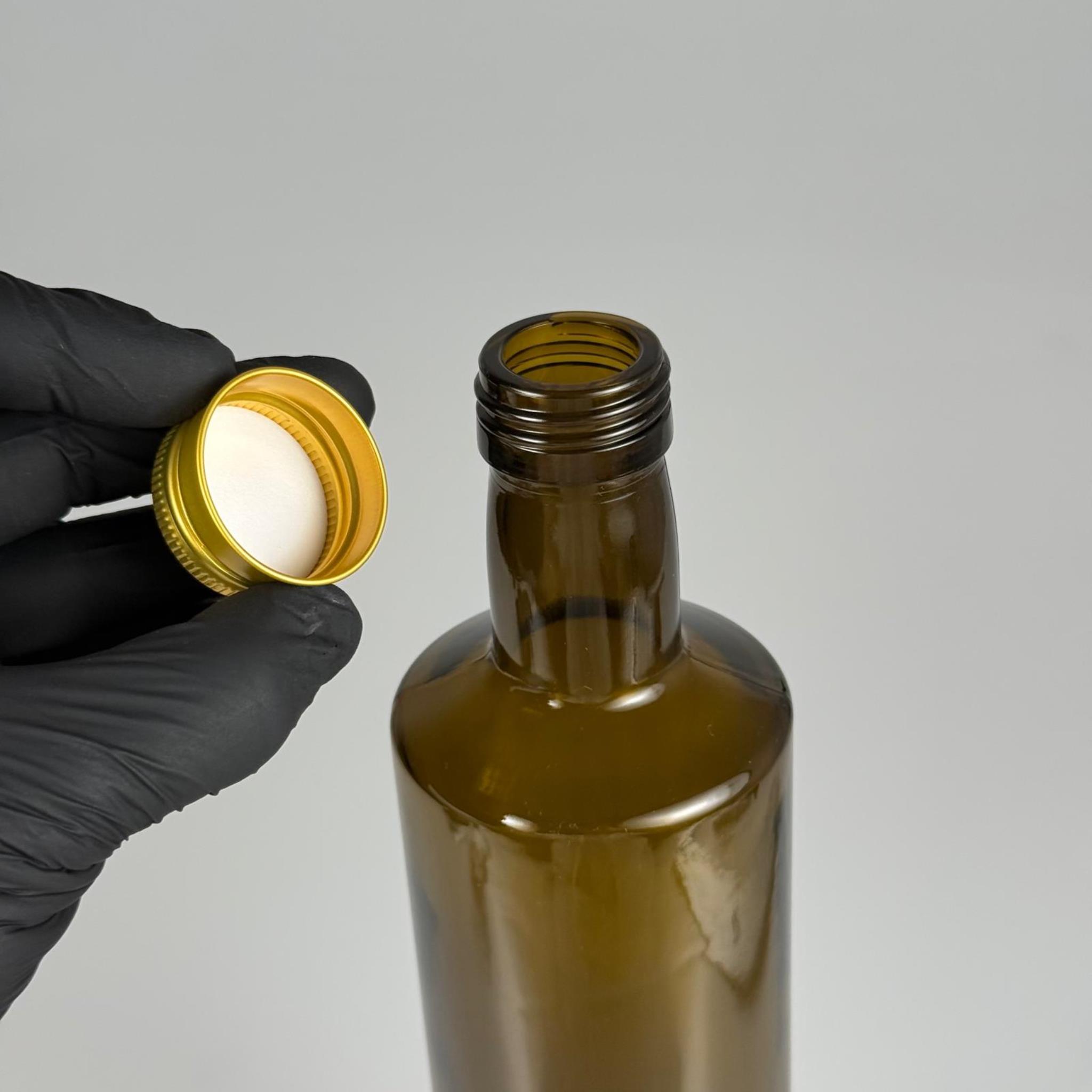 750 CC YEŞİL DORİKA CAM ŞİŞE - GOLD METAL ALÜMİNYUM KAPAKLI - 750 ML DORİKA YAĞ ŞİŞESİ - SİRKE ŞİŞESİ