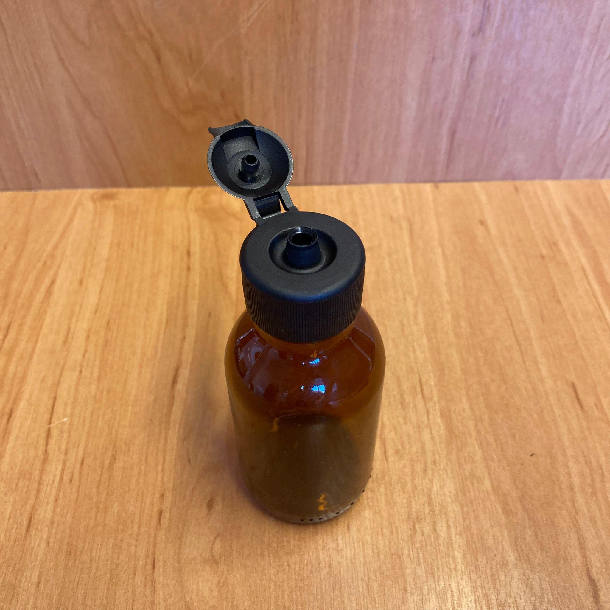 100 CC AMBER CAM ŞİŞE - SİYAH AKITICILI FLİPTOP KAPAKLI - 100 ML KAHVERENGİ BOŞ ŞURUP ŞİŞESİ - AÇILIR KAPANIR KAPAKLI