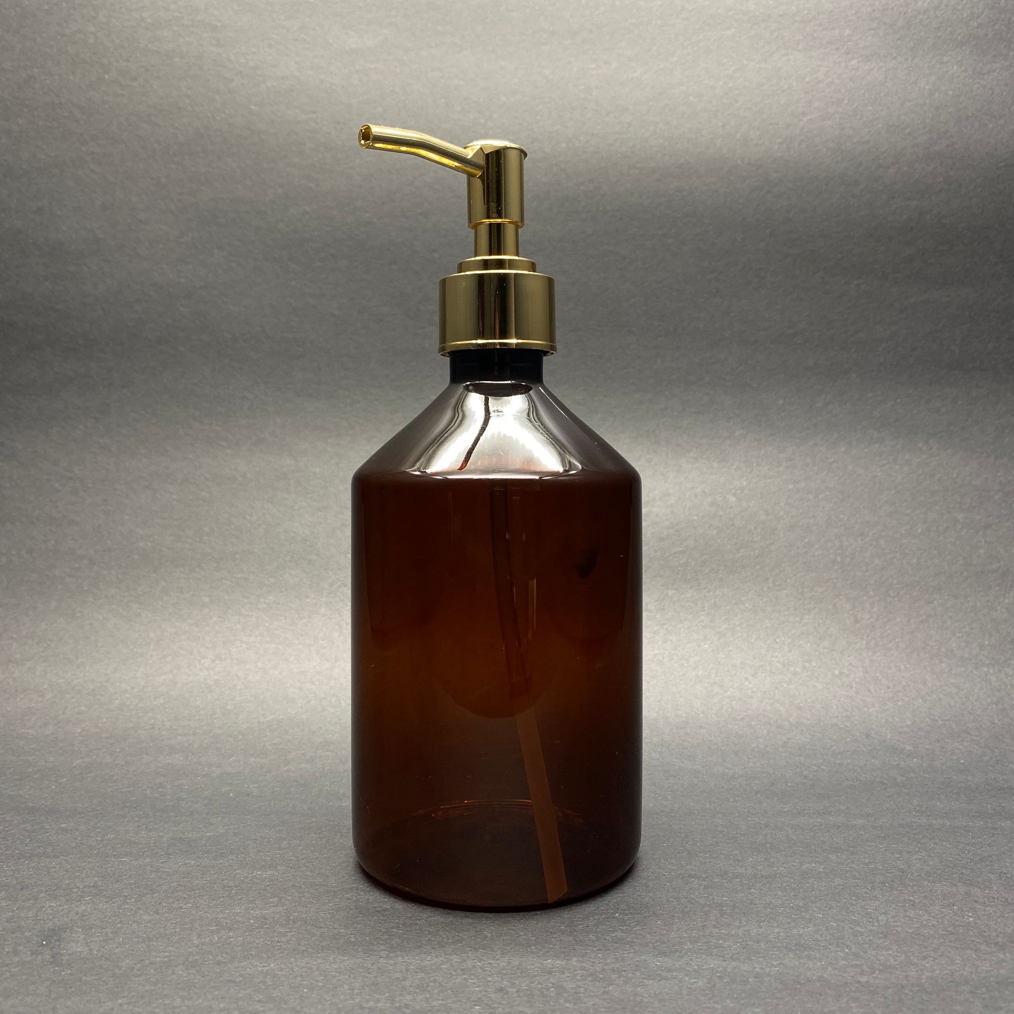 GOLD POMPALI SIVI SABUN ŞİŞESİ - 500 ML POMPALI AMBER PLASTİK ŞİŞE