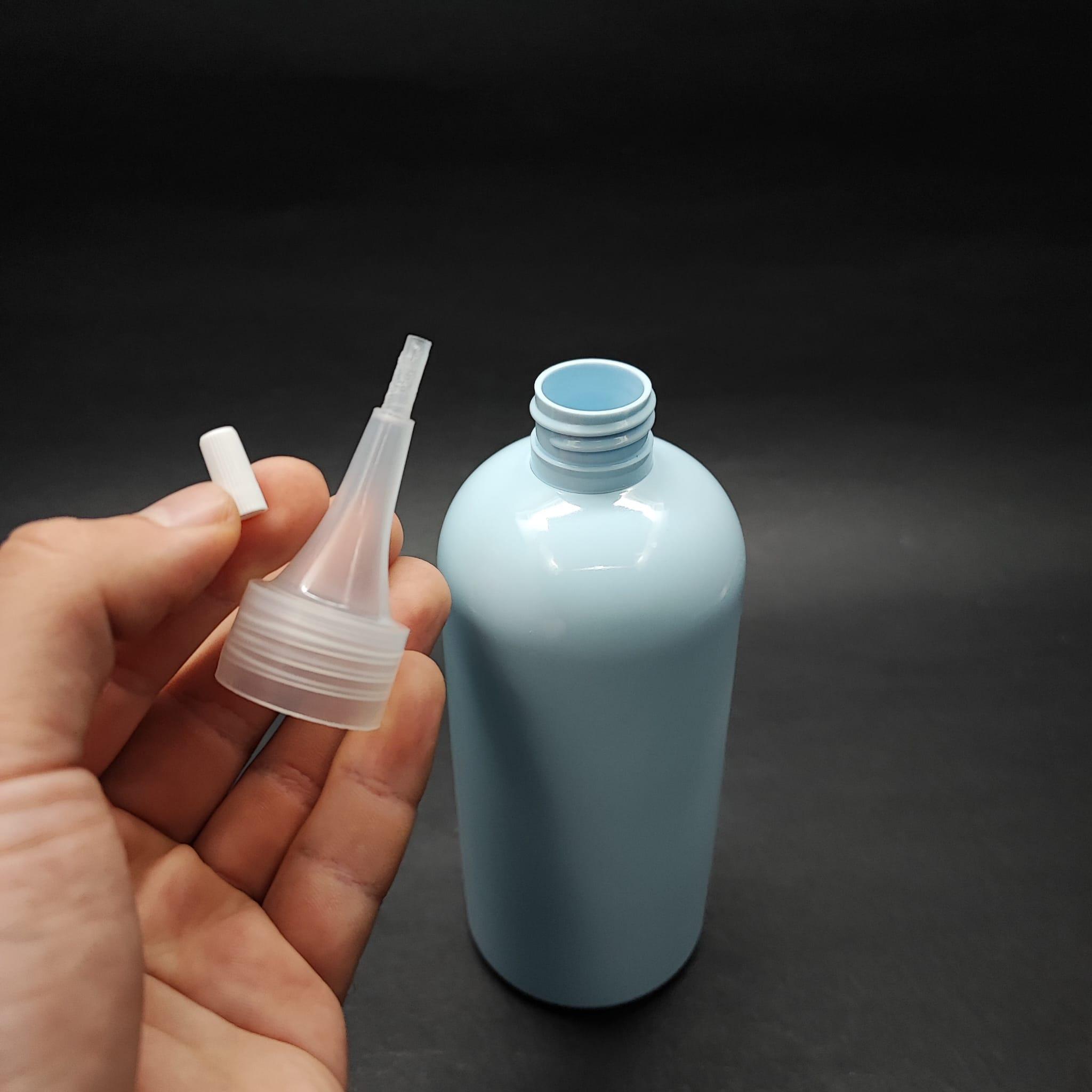 400 CC OVAL BOYUNLU SİLİNDİR PET ŞİŞE (30 GR) - AKITICI ŞEFFAF KAPAKLI - 400 ML PLASTİK ŞİŞE - BEBEK MAVİSİ
