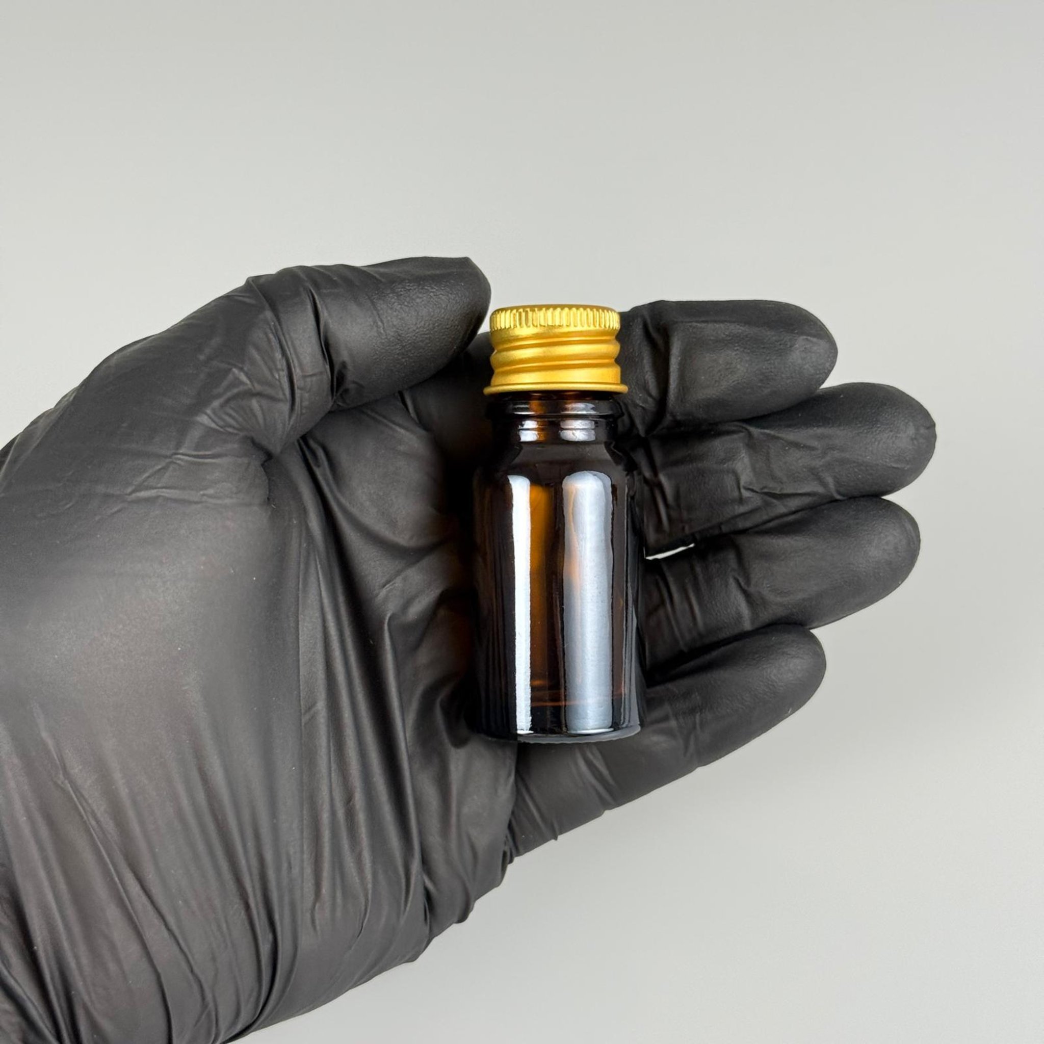 10 CC AMBER CAM ŞİŞE + KÖPÜK CONTALI GOLD ALÜMİNYUM METAL KAPAKLI + KÖR TIPALI TAKIM - 10 ML KAHVERENGİ CAM ŞİŞE