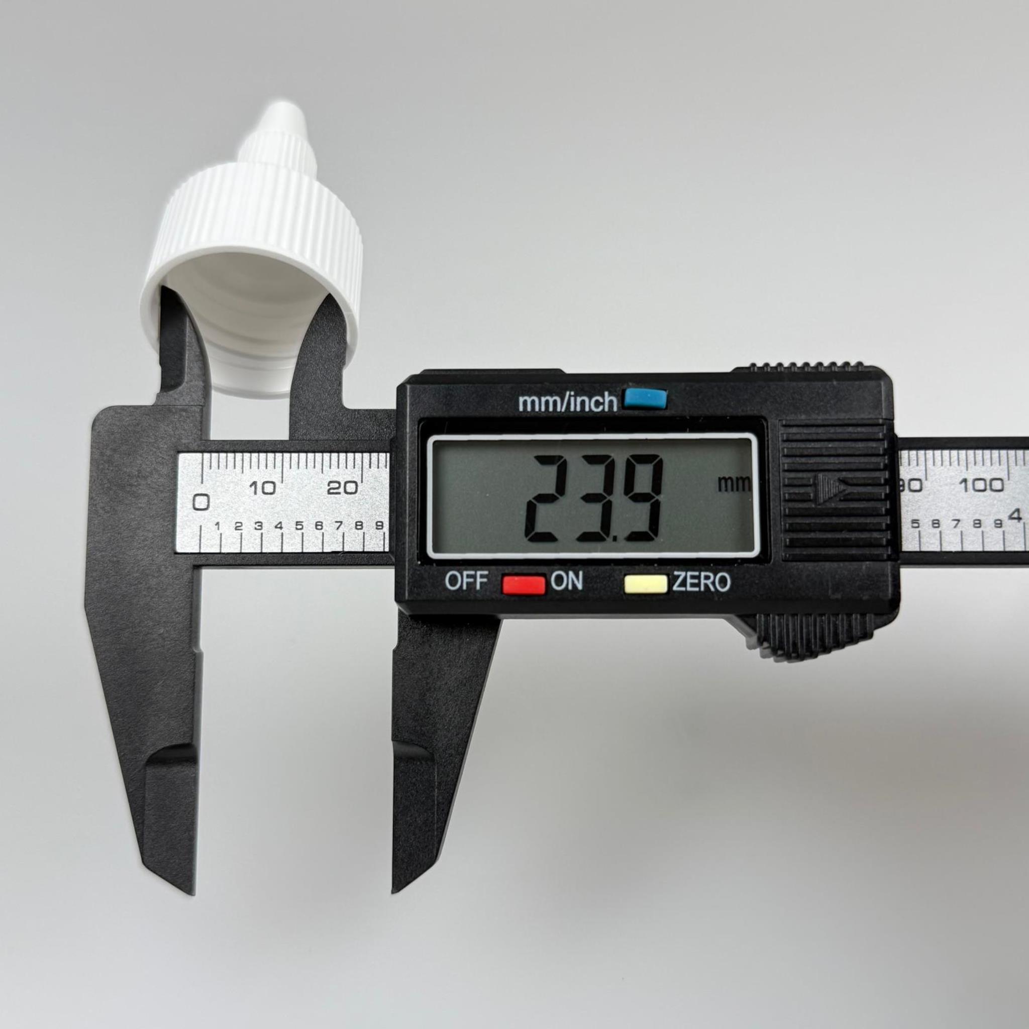 24 MM TWİST ASANSÖR SİVRİ BEYAZ KAPAK - ZEYTİNYAĞ, SOS, MÜREKKEP, ŞAMPUAN, TUTKAL KARTUŞ İÇİN AKITICILI PLASTİK KAPAK