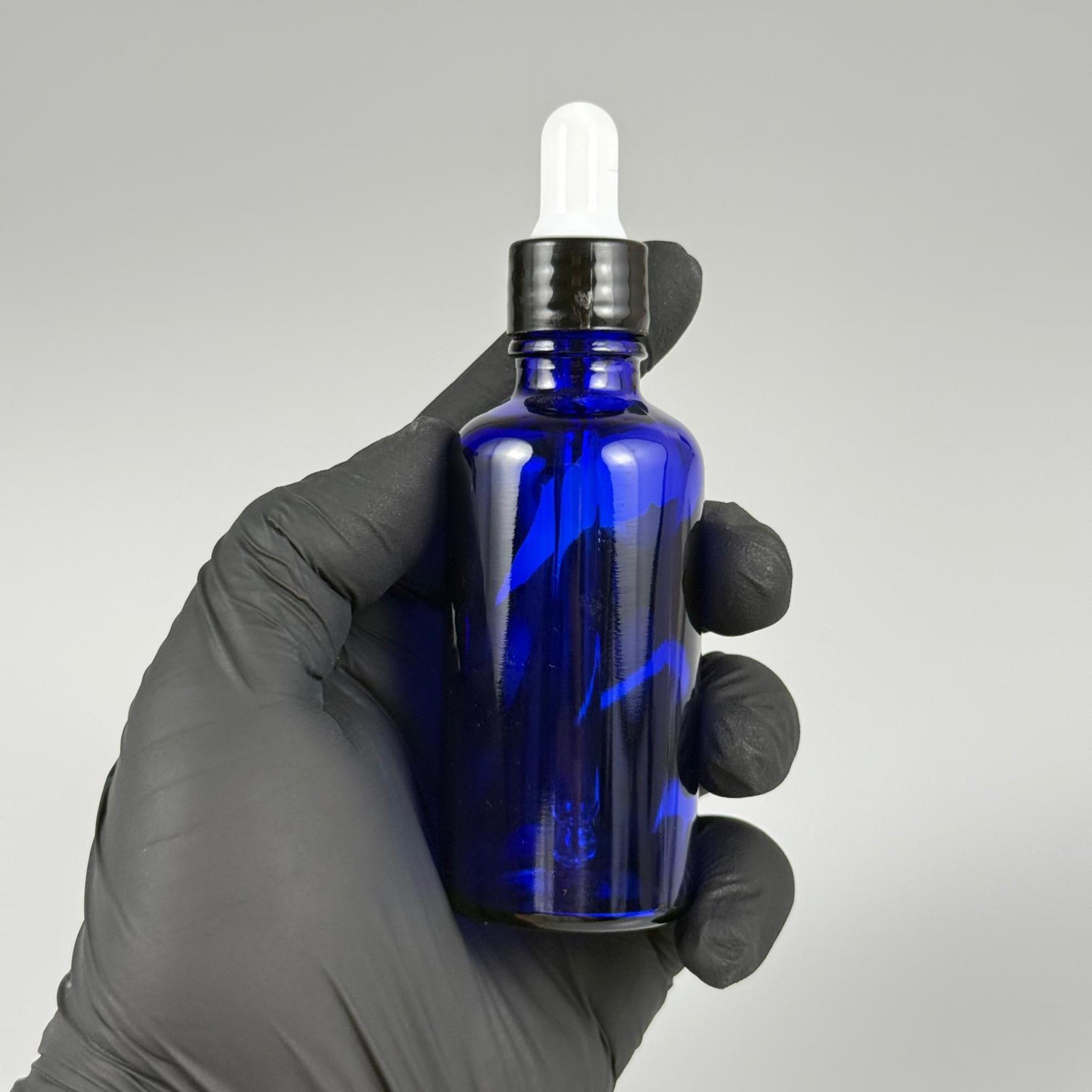 50 CC MAVİ CAM DAMLALIKLI ŞİŞE - BEYAZ EMZİK + SİYAH DÜZ KAPAK + CAM PİPET TAKIM - 50 ML DAMLALIKLI ŞİŞE SETİ