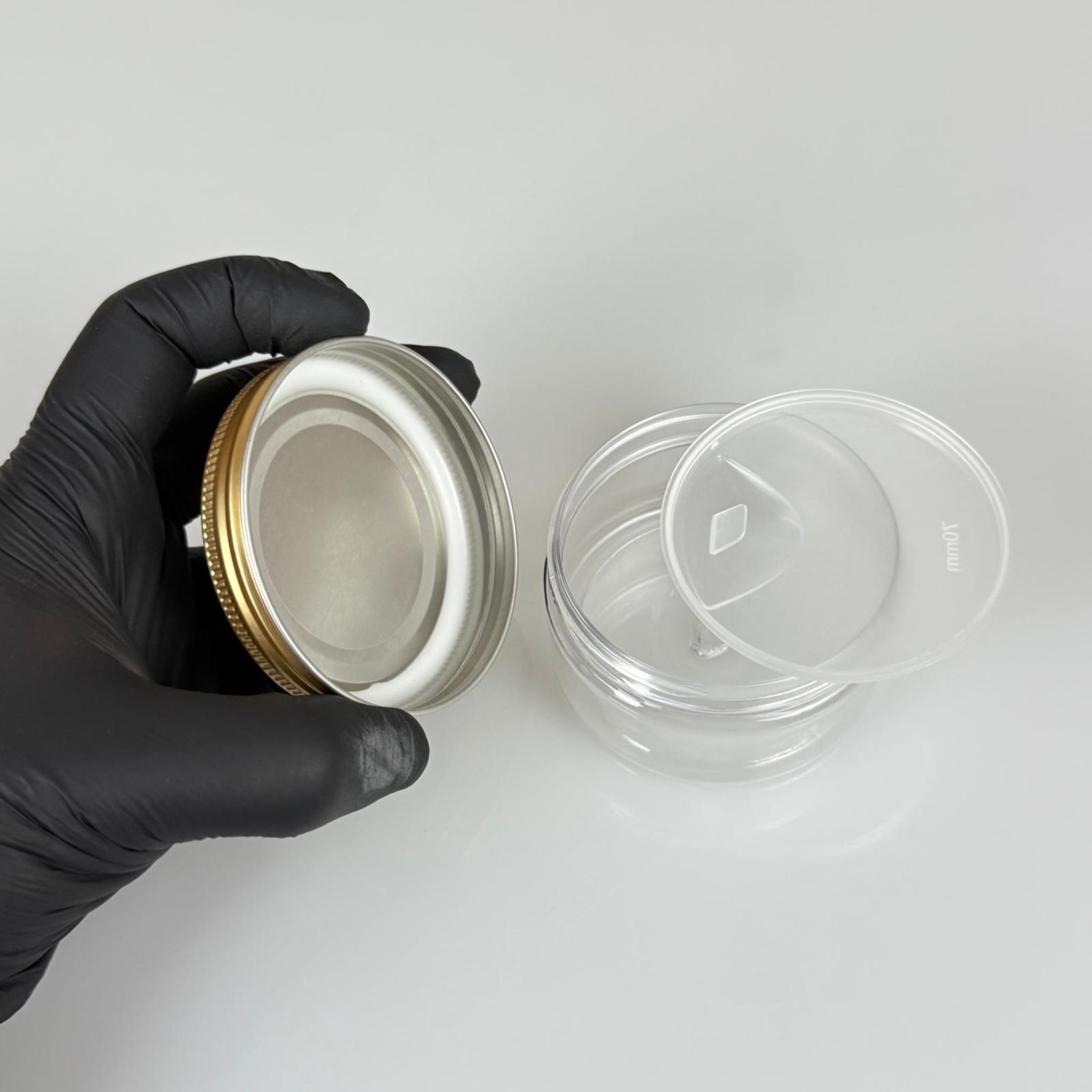 100 ML SERT PET KAVANOZ + GOLD METAL KAPAK + İÇ TIPA - 100 CC KALIN ŞEFFAF PLASTİK KAVANOZ GOLD METAL KAPAKLI İÇ TIPALI TAKIM - KREM KAVANOZLARI