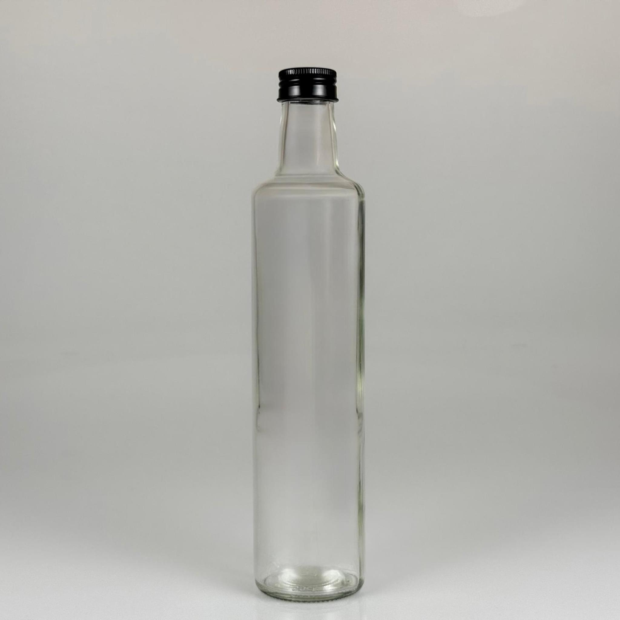 500 CC DORİKA CAM ŞİŞE - SİYAH METAL ALÜMİNYUM KAPAKLI - 500 ML DORİKA YAĞ ŞİŞESİ - SİRKE ŞİŞESİ