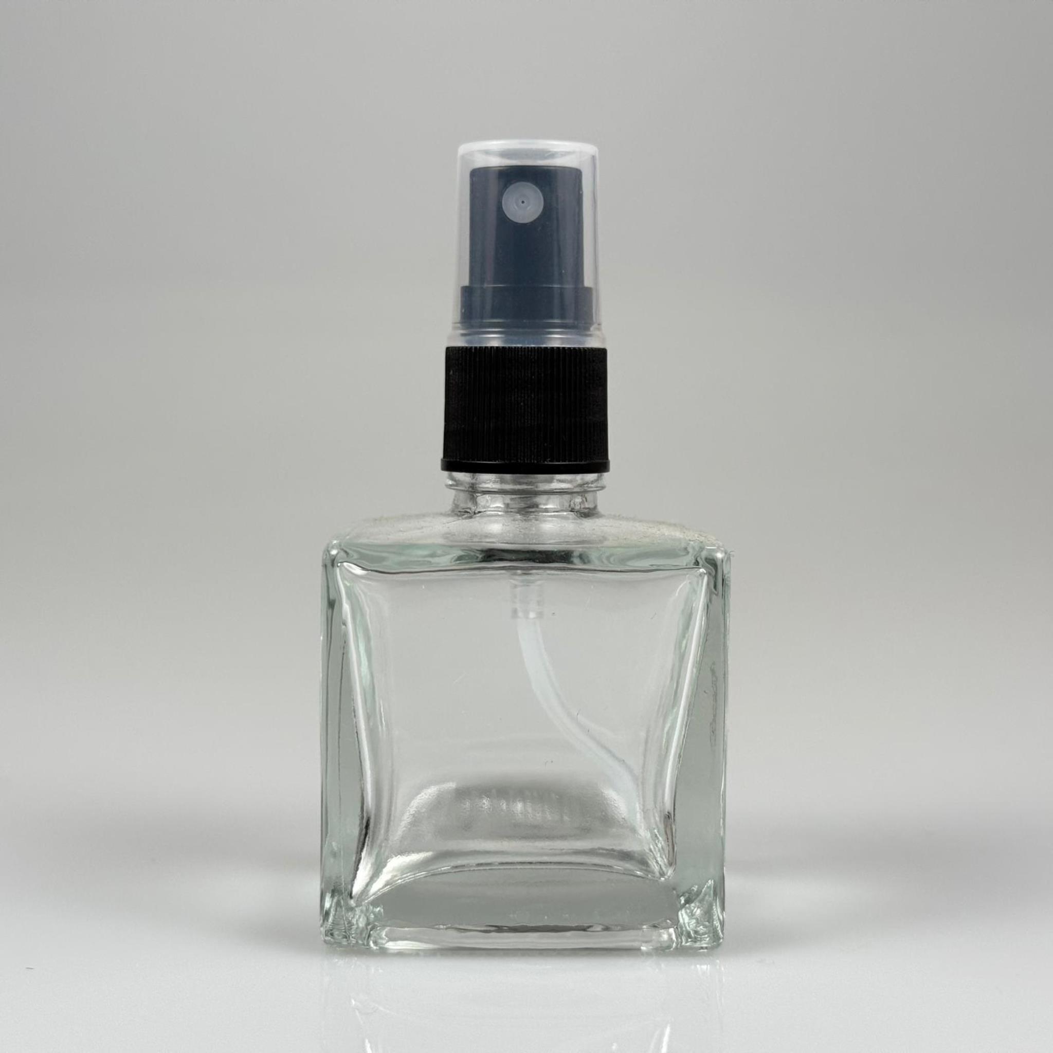 50 CC KARE ŞİŞE - SİYAH SPREYLİ - 50 ML KÖŞELİ SPREYLİ CAM ŞİŞE