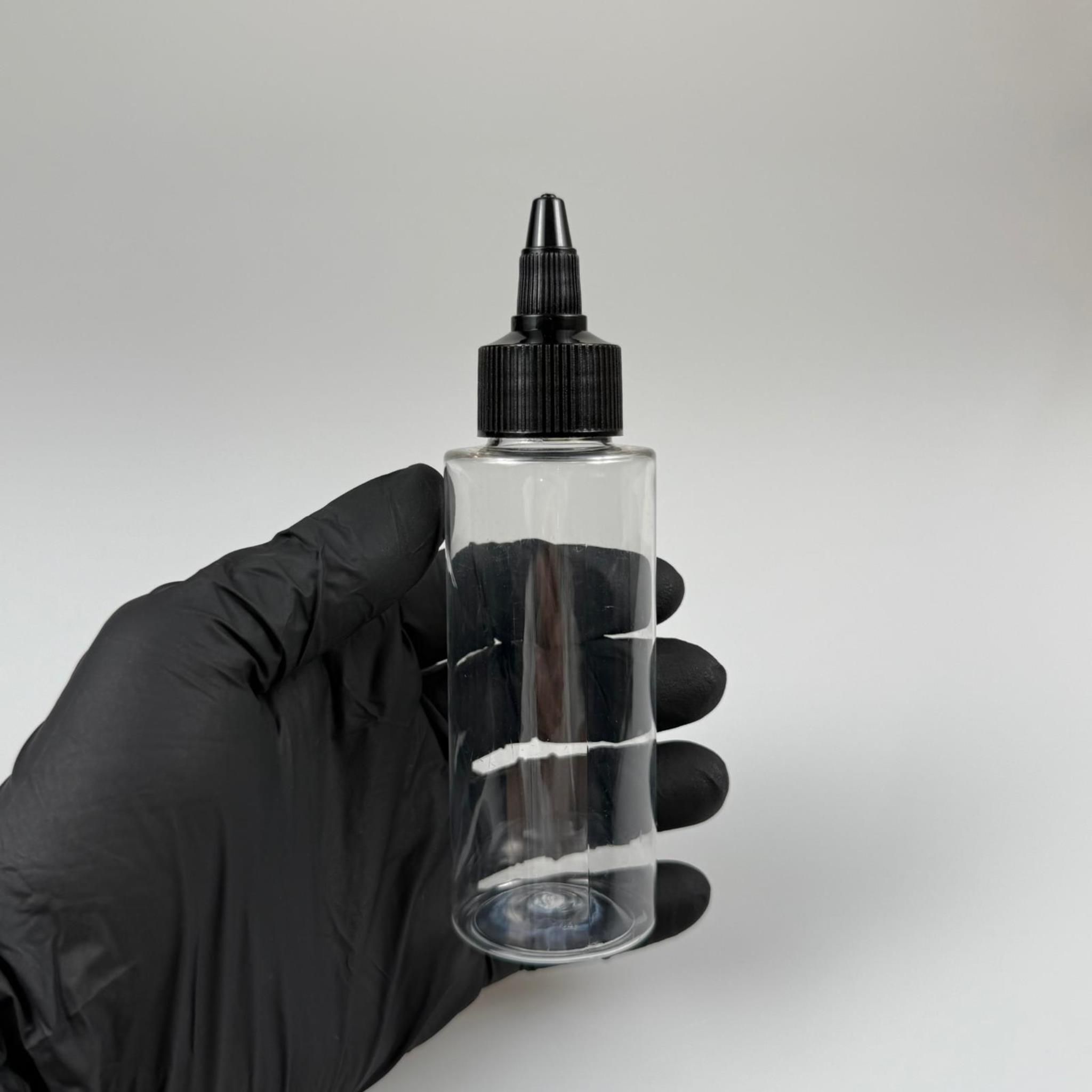 YAĞ, SOS, ACI SOS, SİRKE, SRIRACHA, MÜREKKEP, TUTKAL AKITICI VB BOŞ ŞİŞELERİ - SİYAH SİVRİ TWİST AKITICI KAPAK + 100 ML KÜT SERT PET PLASTİK ŞİŞE TAKIM