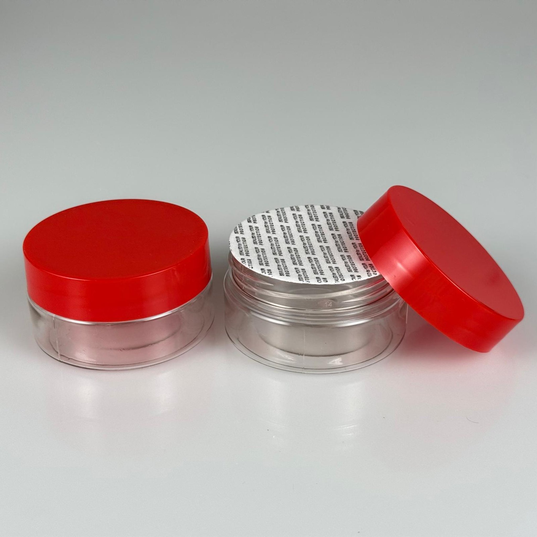 50 CC PET KAVANOZ- KIRMIZI KAPAKLI + KENDİNDEN YAPIŞKANLI CONTALI (SIZDIRMAZLIK SAĞLAR) - 50 ML PLASTİK KAVANOZ - KREM KAVANOZU