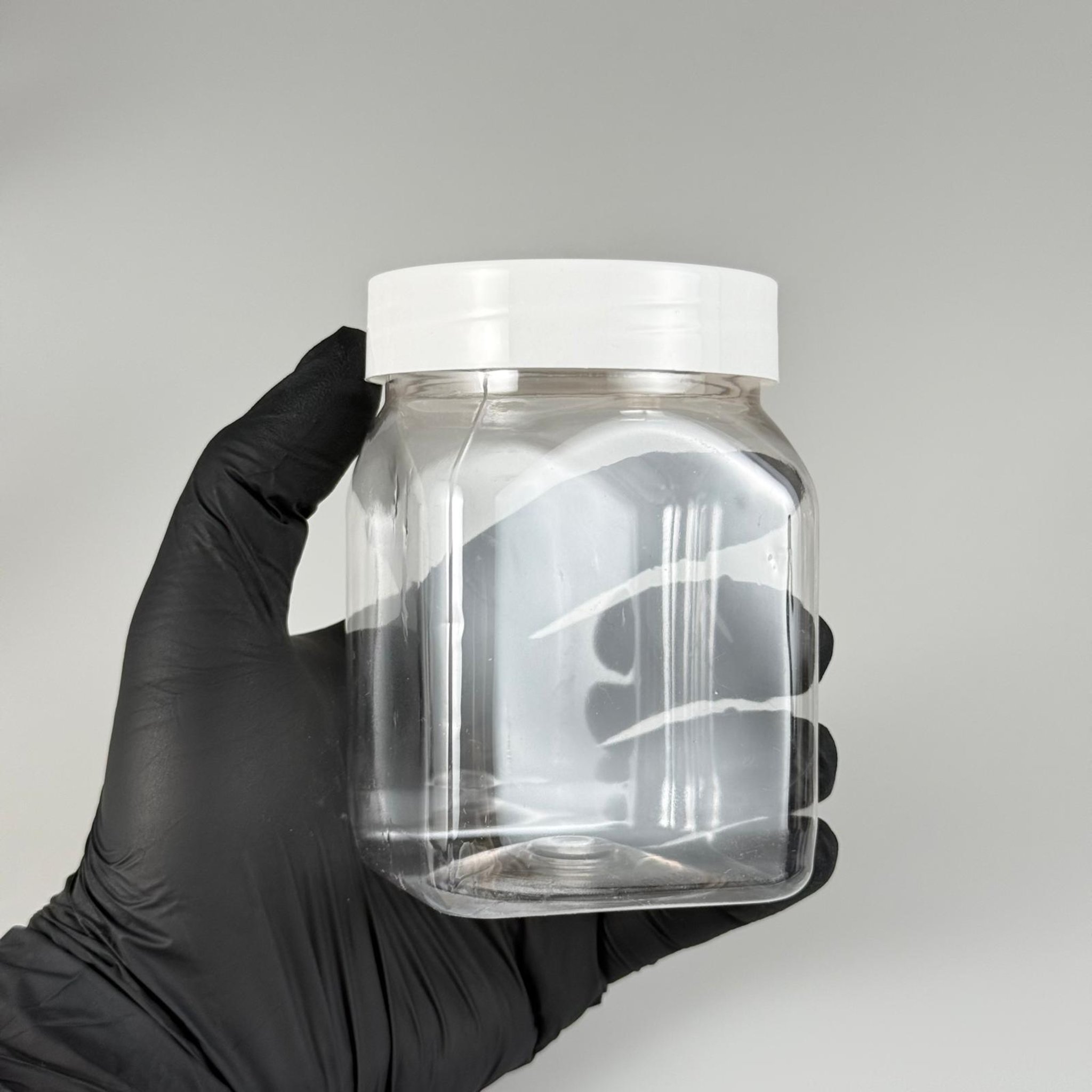 250 CC KARE PET KAVANOZ - BEYAZ KAPAKLI - İÇ TIPALI - 250 ML PLASTİK KREM KAVANOZU