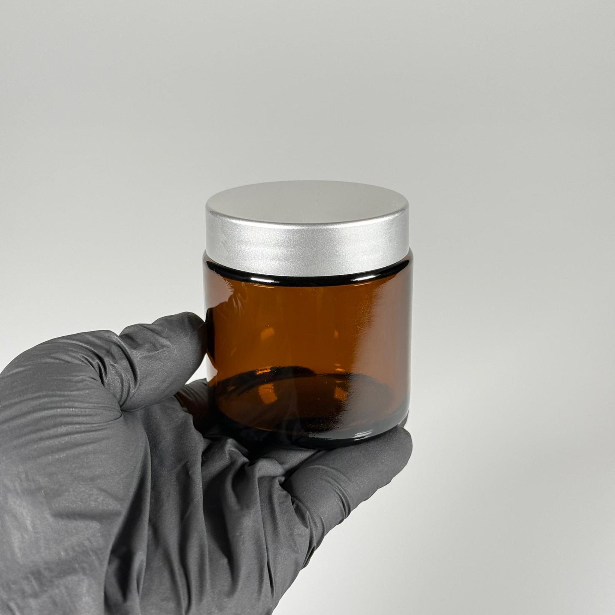 100 CC CAM AMBER KREM KAVANOZU - GÜMÜŞ KAPAKLI İÇ CONTALI - 100 ML KAHVERENGİ KREM KAVANOZU - AMBER MUM KAVANOZU