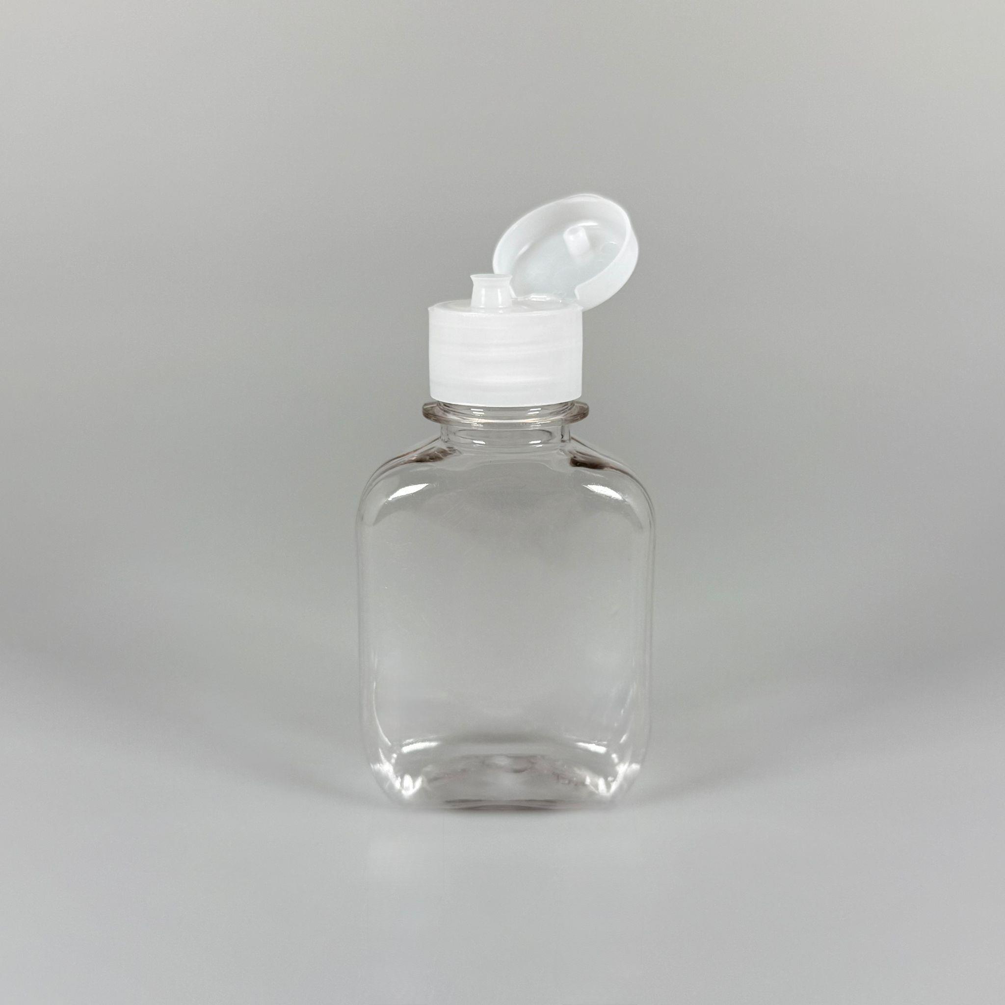 100 CC YASSI PET ŞİŞE - ŞEFFAF FLİPTOP KAPAKLI - 100 ML BOŞ DEZENFEKTAN ŞİŞESİ