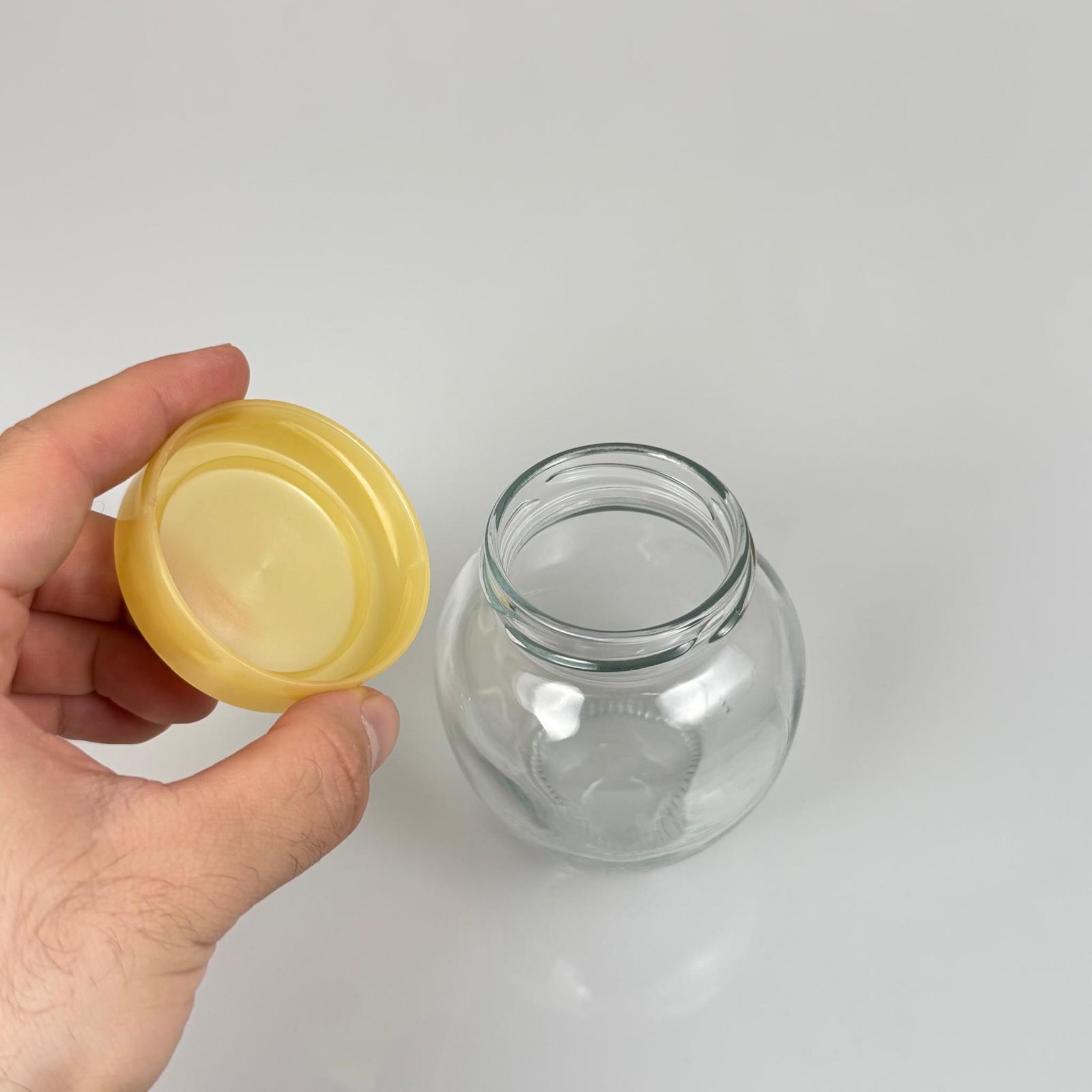 210 CC YUMURTA CAM KAVANOZ + GOLD PLASTİK KAPAK - 210 ML PLASTİK KAPAKLI CAM KAVANOZ