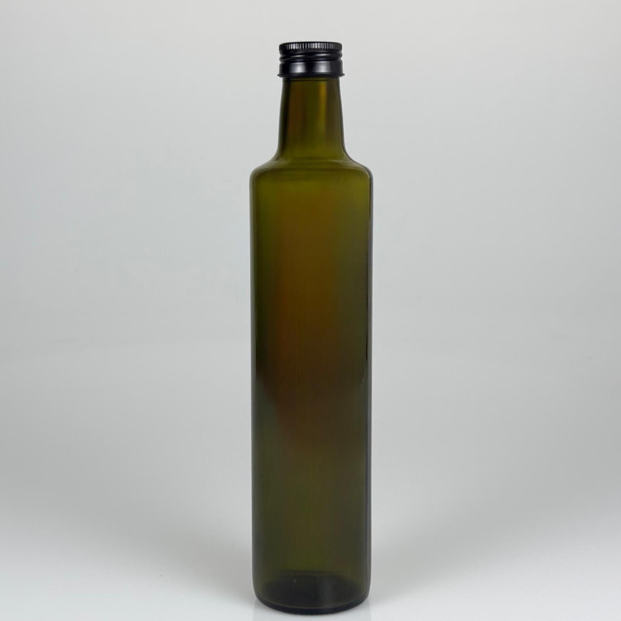500 CC YEŞİL DORİKA CAM ŞİŞE - SİYAH METAL ALÜMİNYUM KAPAKLI - 500 ML DORİKA YAĞ ŞİŞESİ - SİRKE ŞİŞESİ