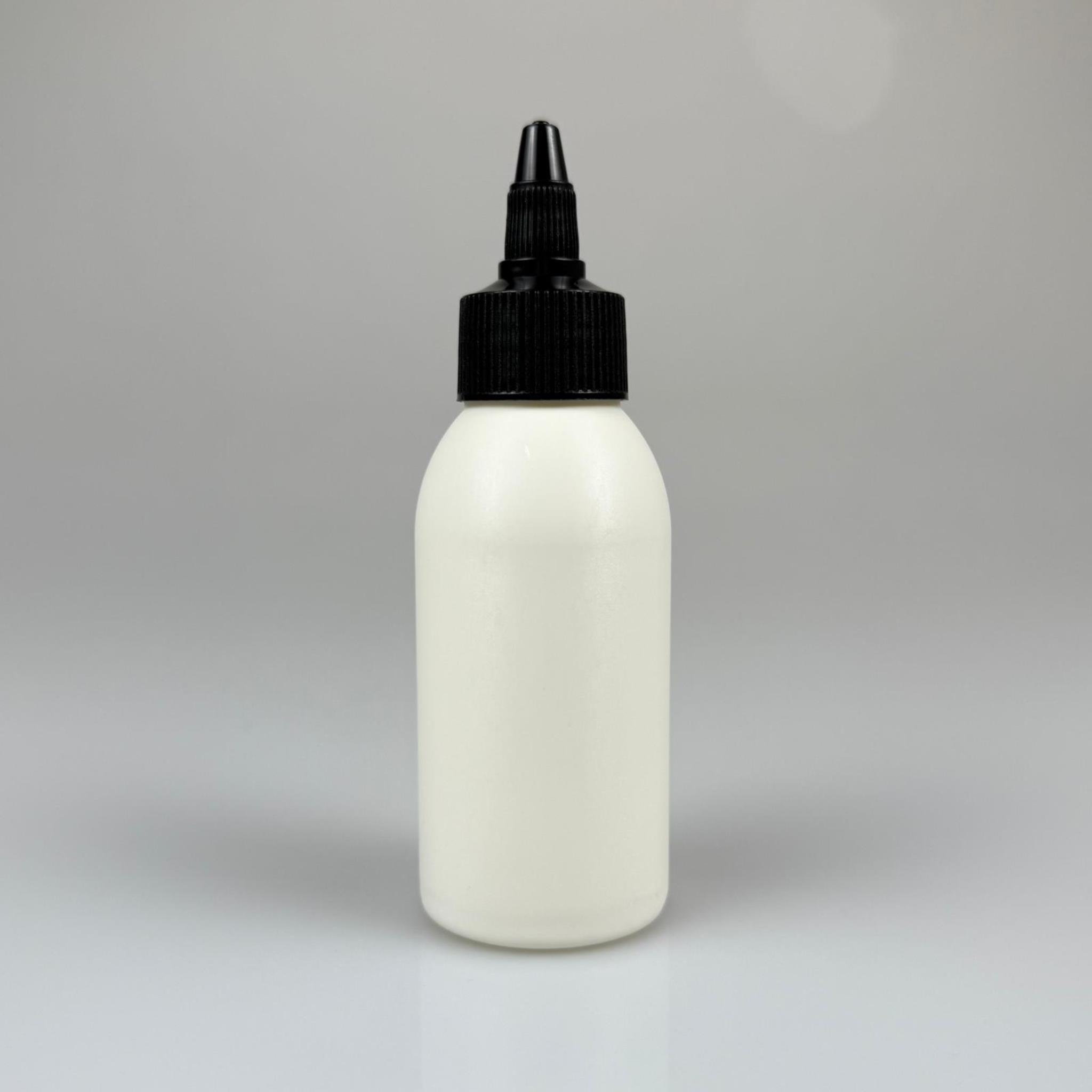 YAĞ, SOS, ACI SOS, SİRKE, SRIRACHA, MÜREKKEP, TUTKAL AKITICI VB BOŞ ŞİŞELERİ - SİYAH SİVRİ TWİST AKITICI KAPAK + 100 ML BEYAZ POLİETİLEN PLASTİK ŞİŞE TAKIM