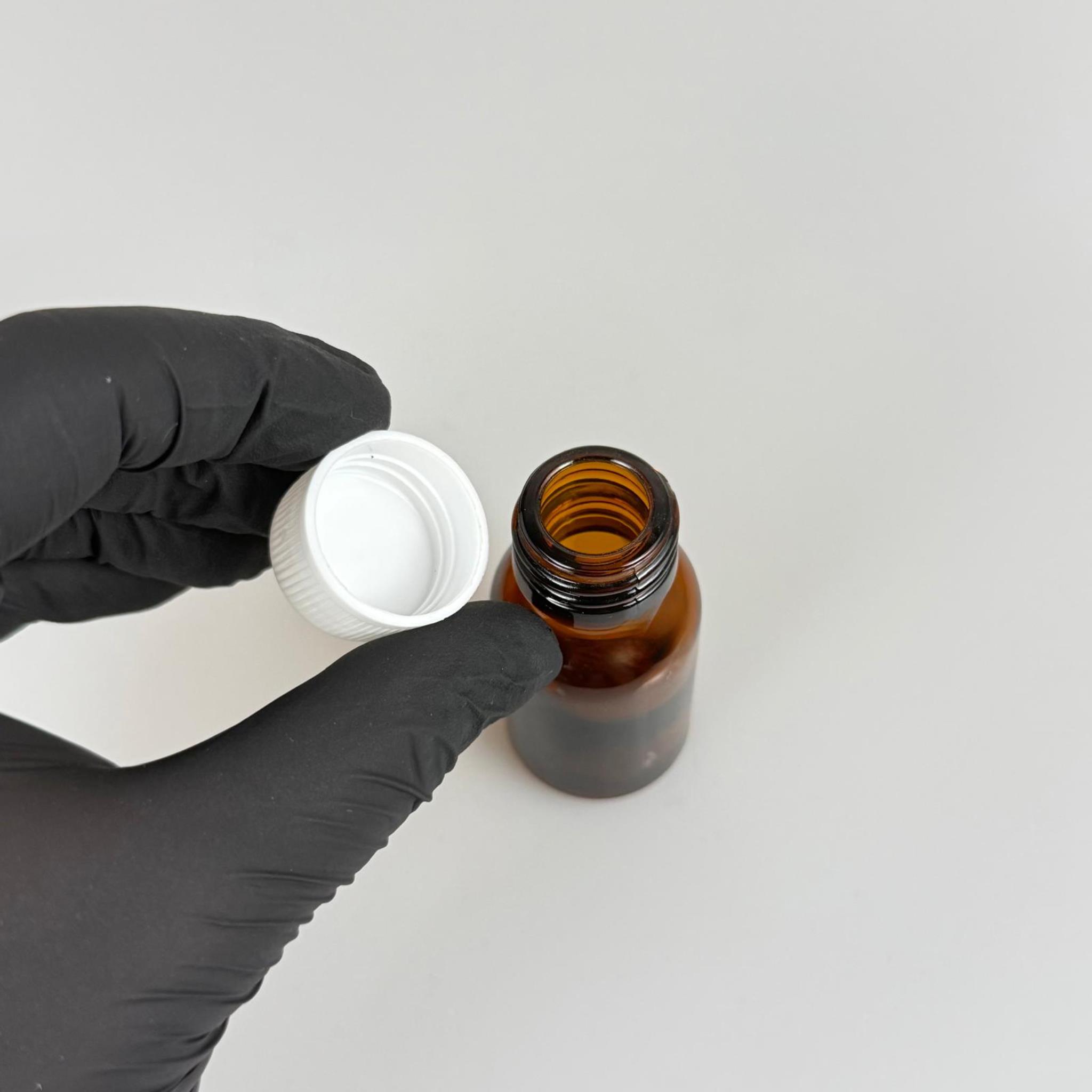 20 CC AMBER CAM ŞİŞE - BEYAZ KAPAKLI - 20 ML KAHVERENGİ CAM ŞİŞE