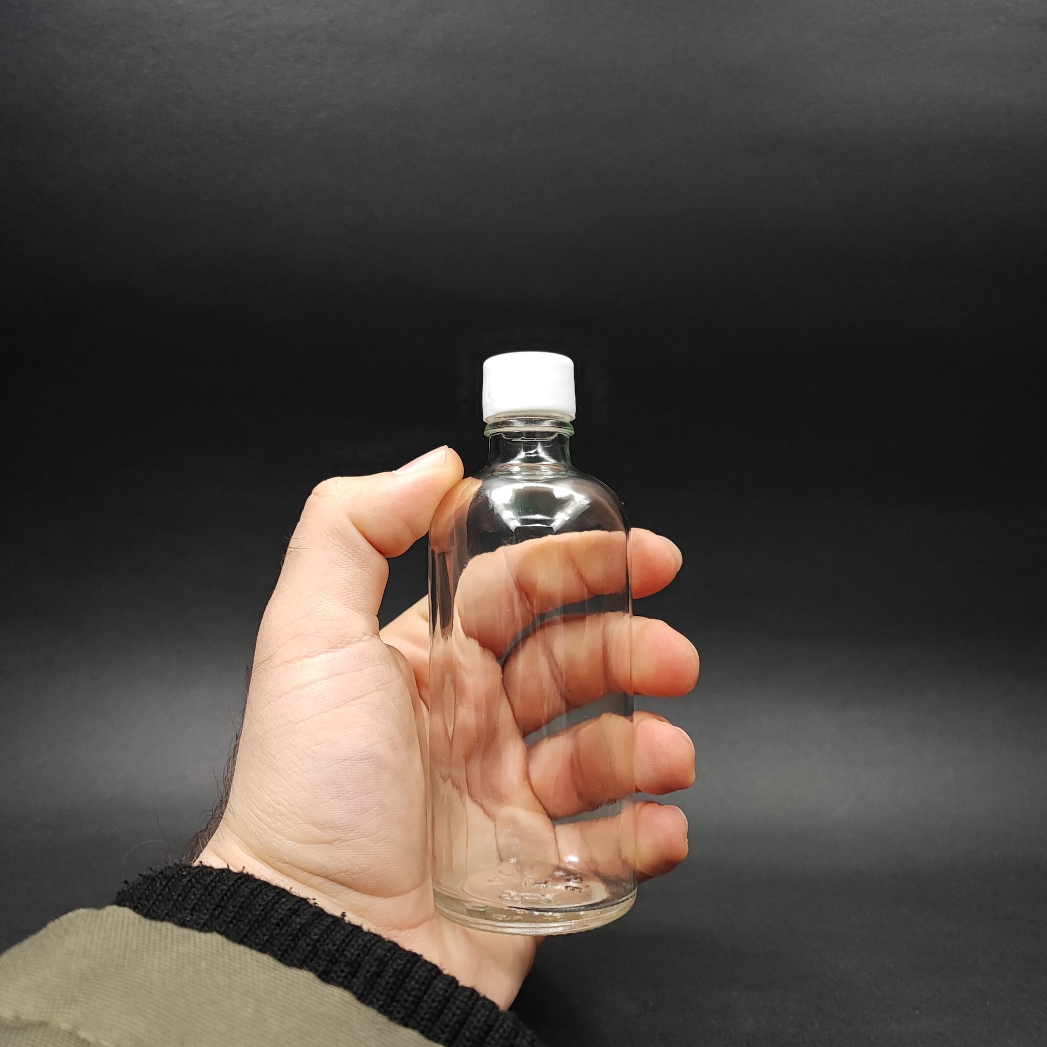 100 CC ŞEFFAF CAM ŞİŞE + KENDİNDEN CONTALI SIZDIRMAZ BEYAZ KAPAK - 100 ML KAPAKLI CAM ŞİŞE