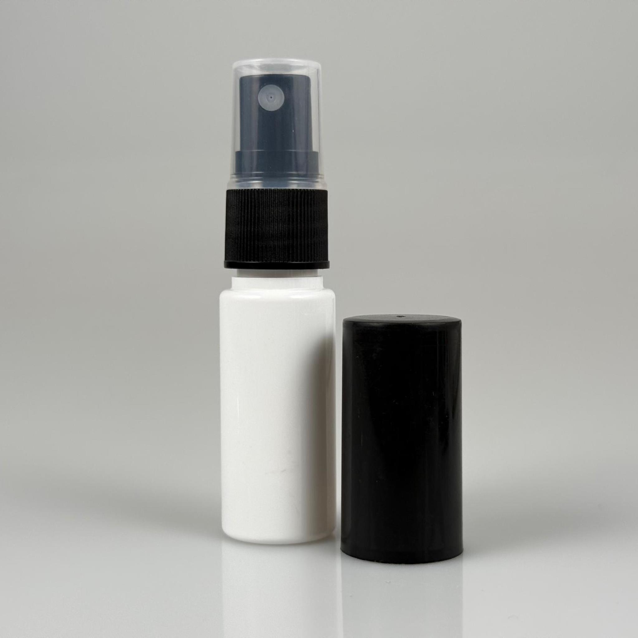 15 CC BEYAZ PARFÜM ŞİŞESİ PLASTİK - SİYAH SPREY + SİYAH KAPAK - 15 ML PARFÜM ŞİŞESİ PET