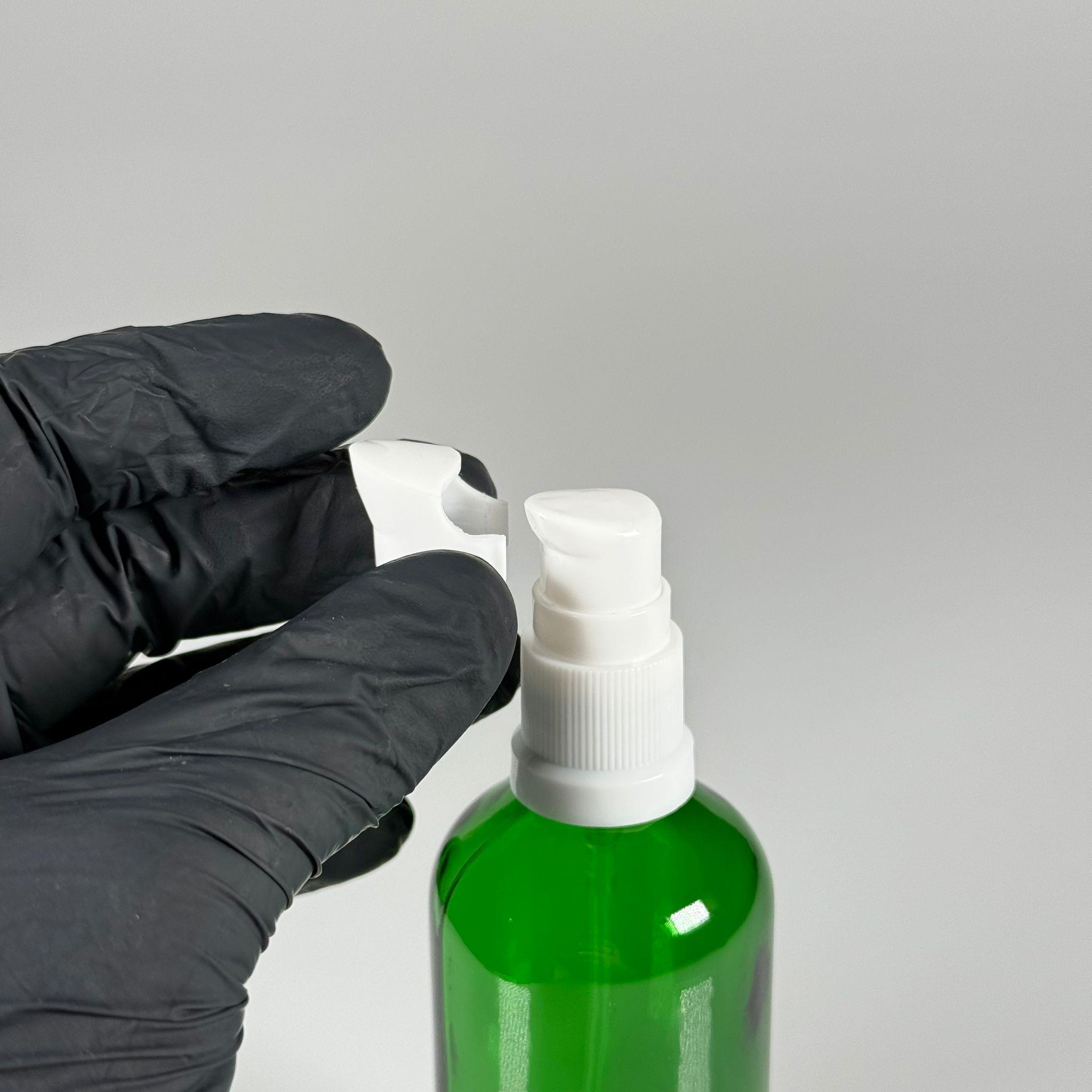 100 CC YEŞİL CAM ŞİŞE - SIZDIRMAZ ETEKLİ BEYAZ LOSYON POMPALI TAKIM - 100 ML LOSYON ŞİŞESİ - YAĞ, KREM GİBİ YOĞUN KIVAMLI SIVILAR İÇİN CAM AMBALAJ