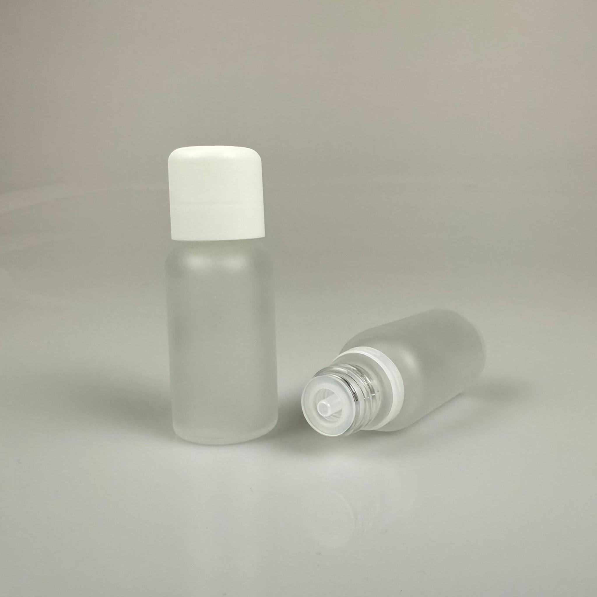 20 CC BUZLU CAM ŞİŞE + İÇTEN DAMLALIKLI ÇOCUK KİLİTLİ BEYAZ KAPAK - BUZLU 20 ML KİLİT KAPAKLI DAMLATMALI ŞİŞE