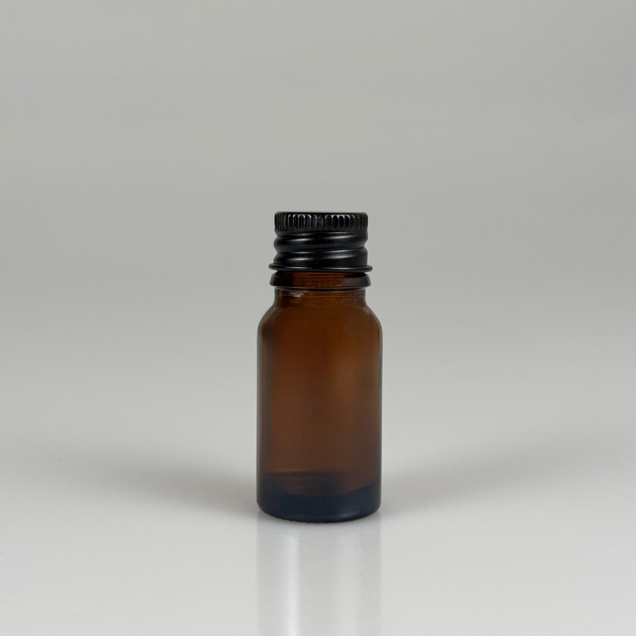 10 CC AMBER CAM ŞİŞE + KÖPÜK CONTALI SİYAH ALÜMİNYUM METAL KAPAKLI TAKIM - 10 ML KAHVERENGİ CAM ŞİŞE