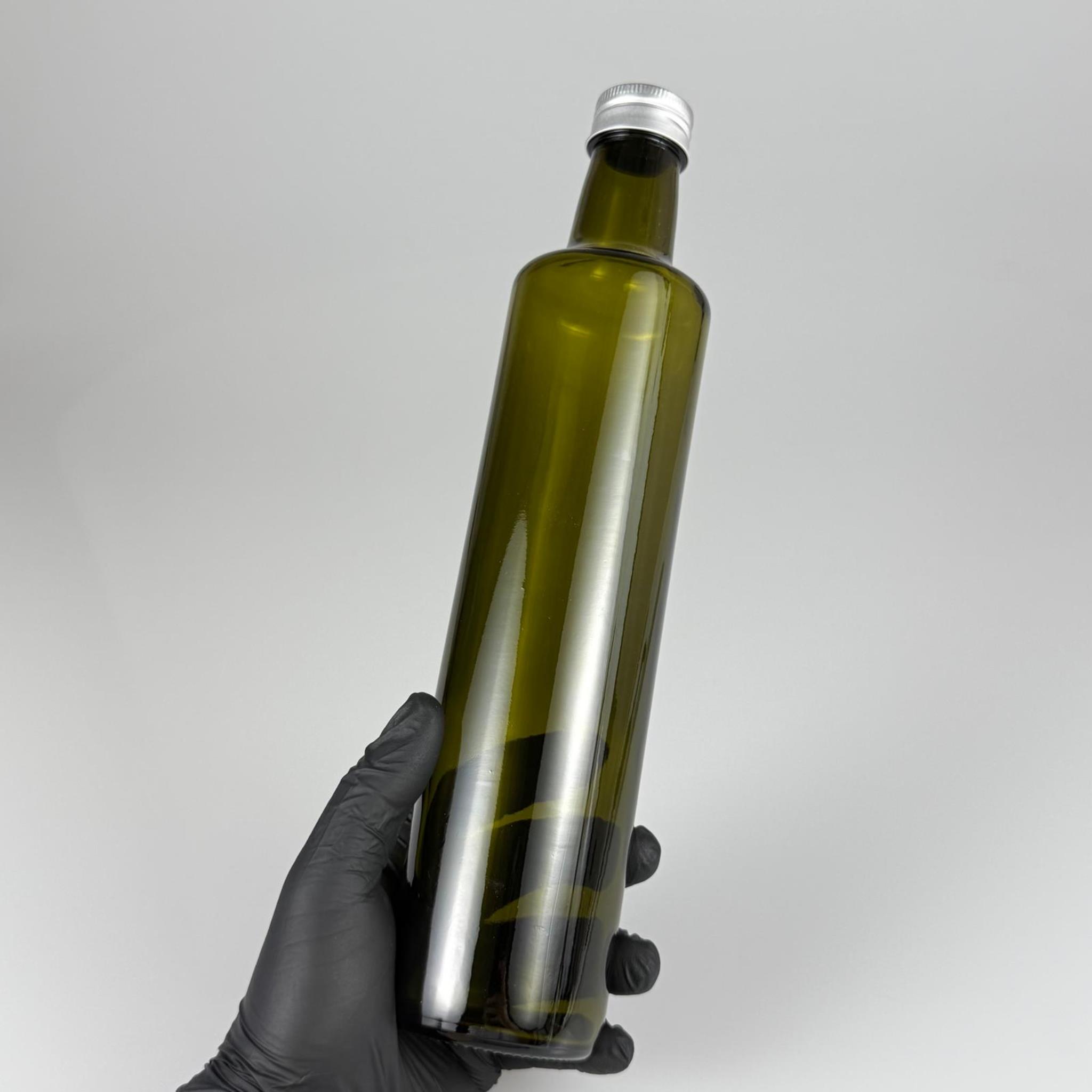 500 CC YEŞİL DORİKA CAM ŞİŞE - GÜMÜŞ METAL ALÜMİNYUM KAPAKLI - 500 ML DORİKA YAĞ ŞİŞESİ - SİRKE ŞİŞESİ