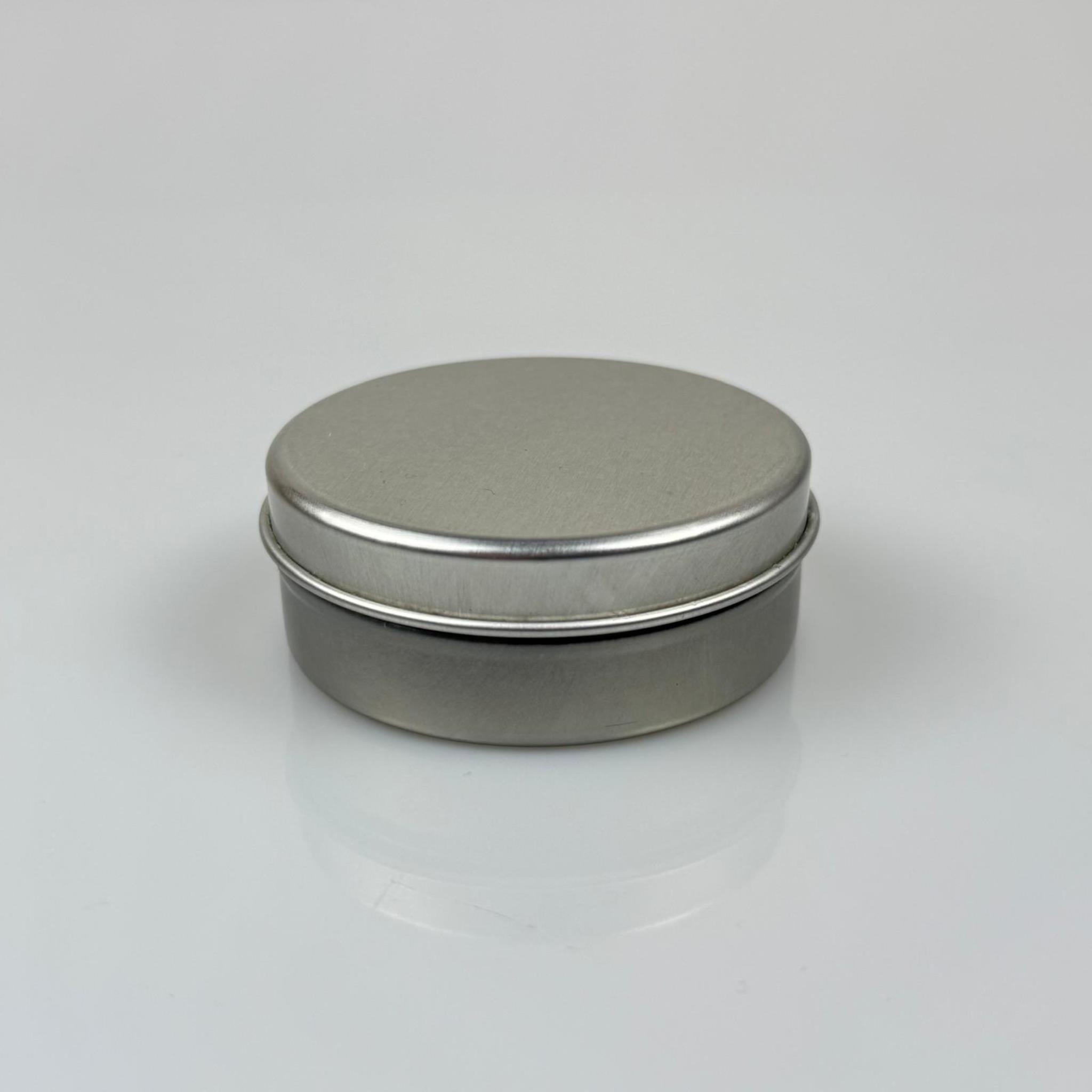 100 CC TENEKE KUTU - GÜMÜŞ - GÜMÜŞ KAPAKLI - METAL AMBALAJ - MUM TENEKESİ 77 X 28 MM